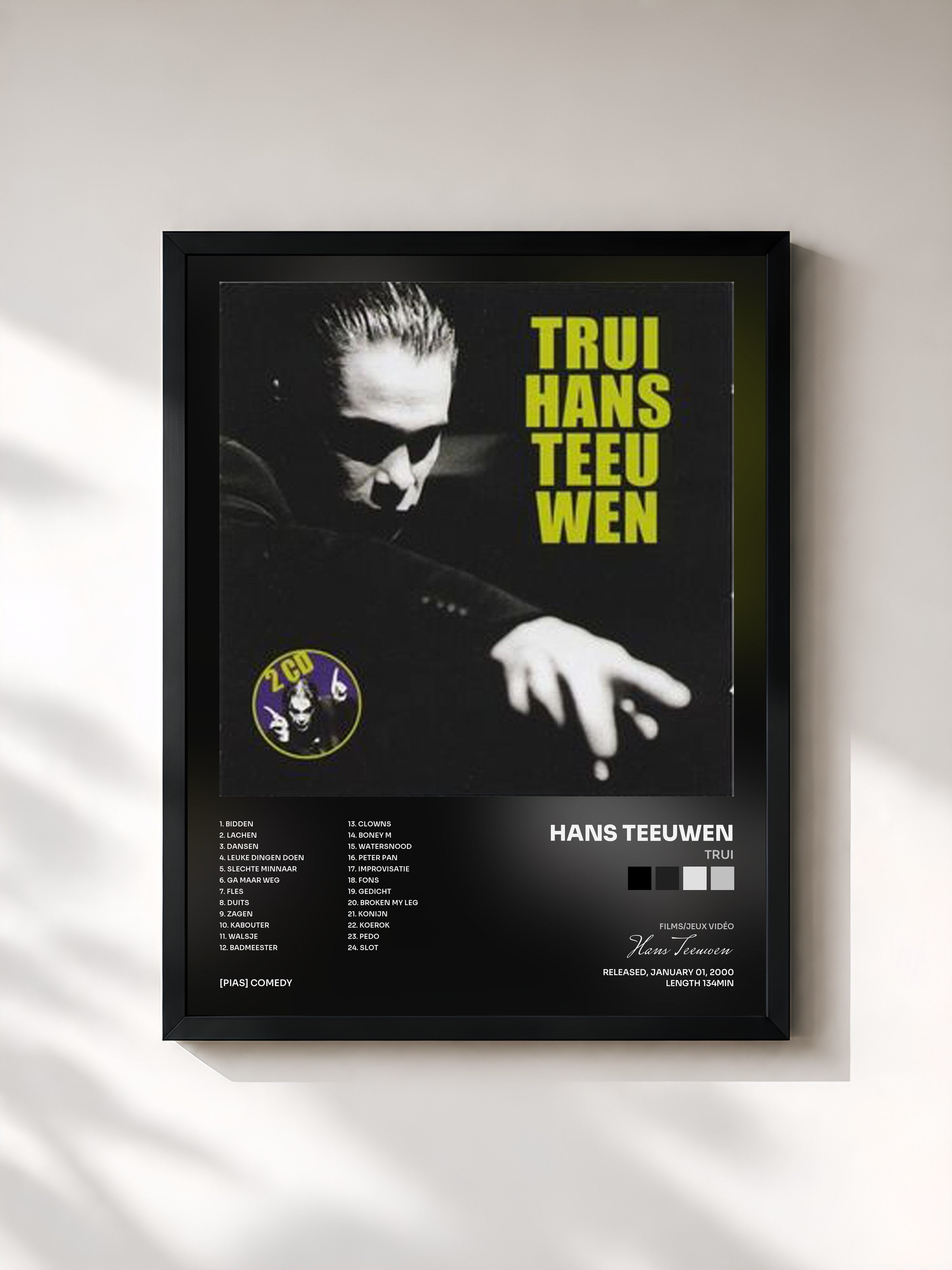 #noir Tableau de l'album Trui de Hans Teeuwen, cadre noir, imprimé et encadré en France