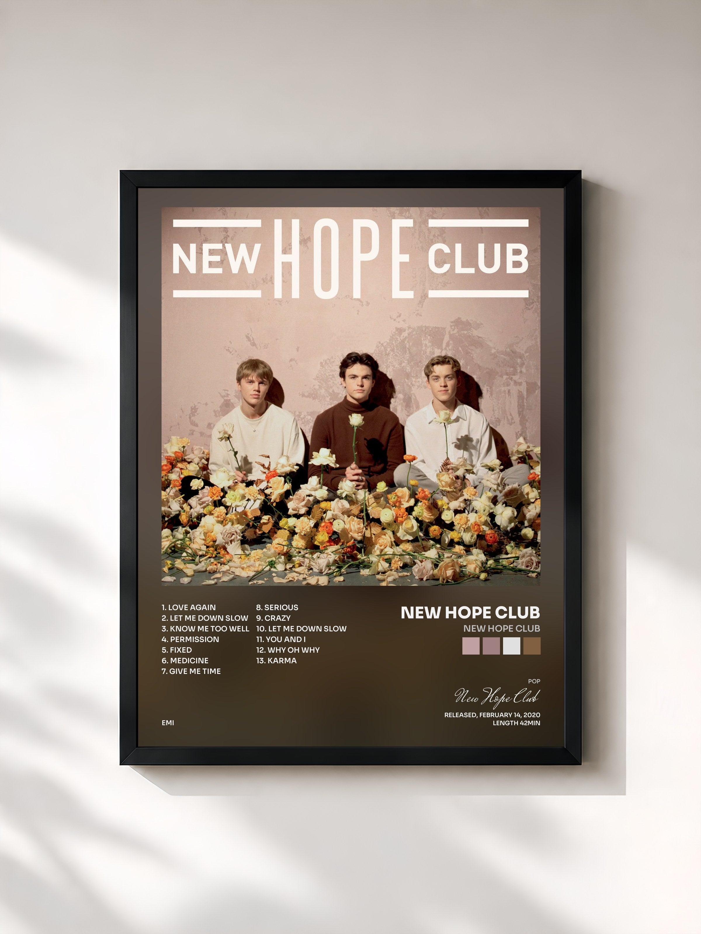 #noir Tableau de l'album New Hope Club de New Hope Club, cadre noir, imprimé et encadré en France