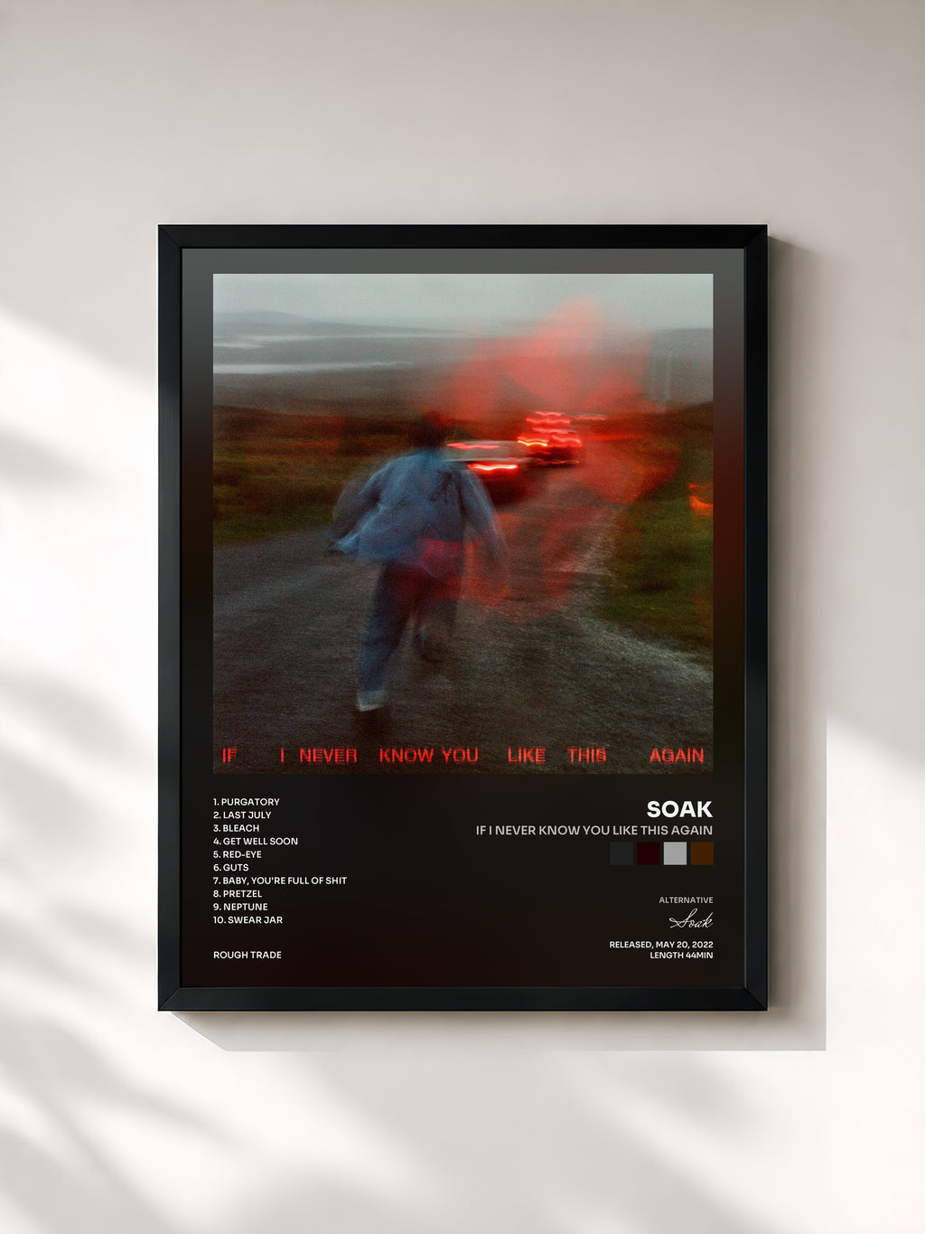#noir Tableau de l'album If I never know you like this again de Soak, cadre noir, imprimé et encadré en France