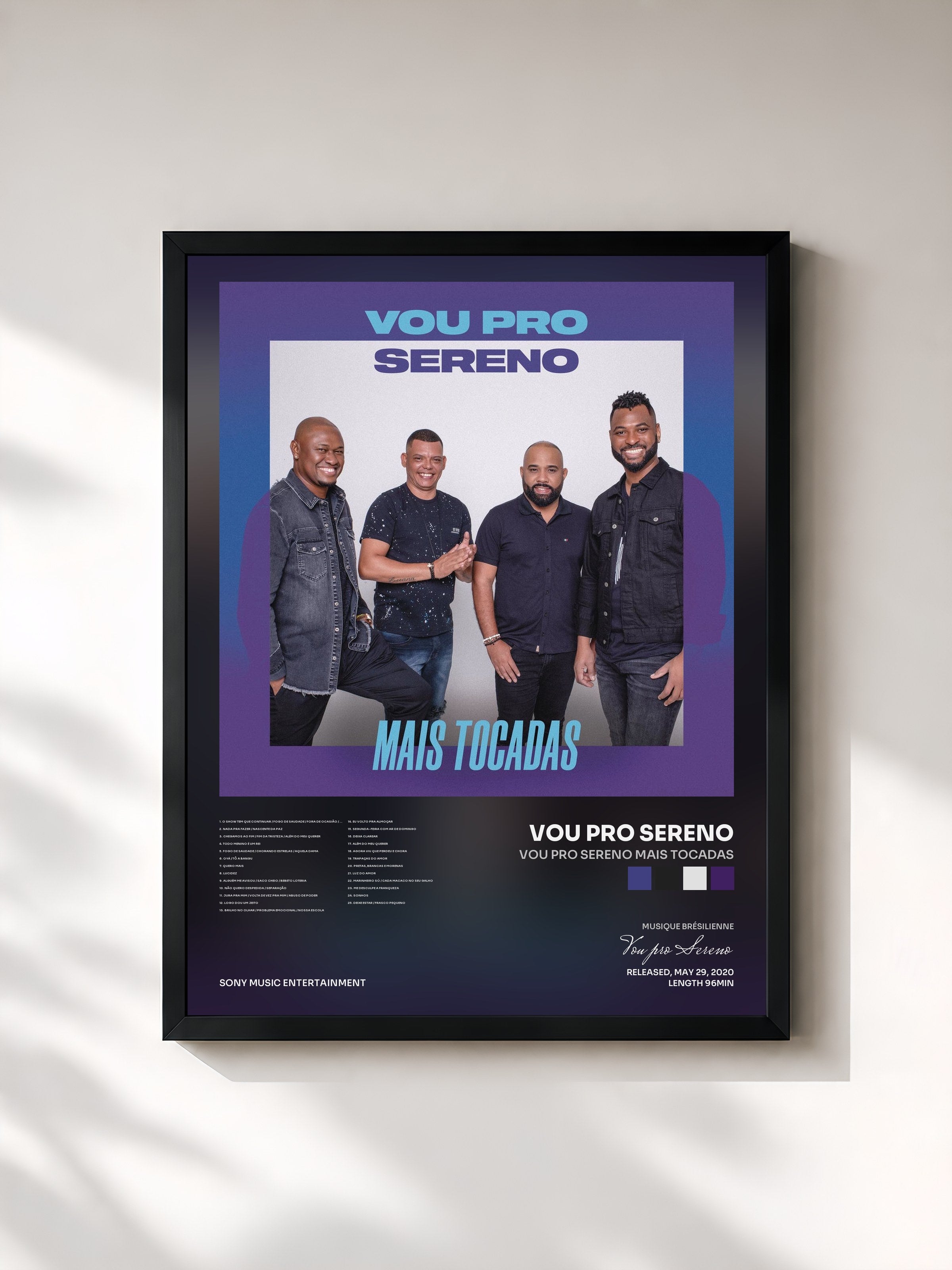 #noir Tableau de l'album Vou Pro Sereno Mais Tocadas de Vou pro Sereno, cadre noir, imprimé et encadré en France