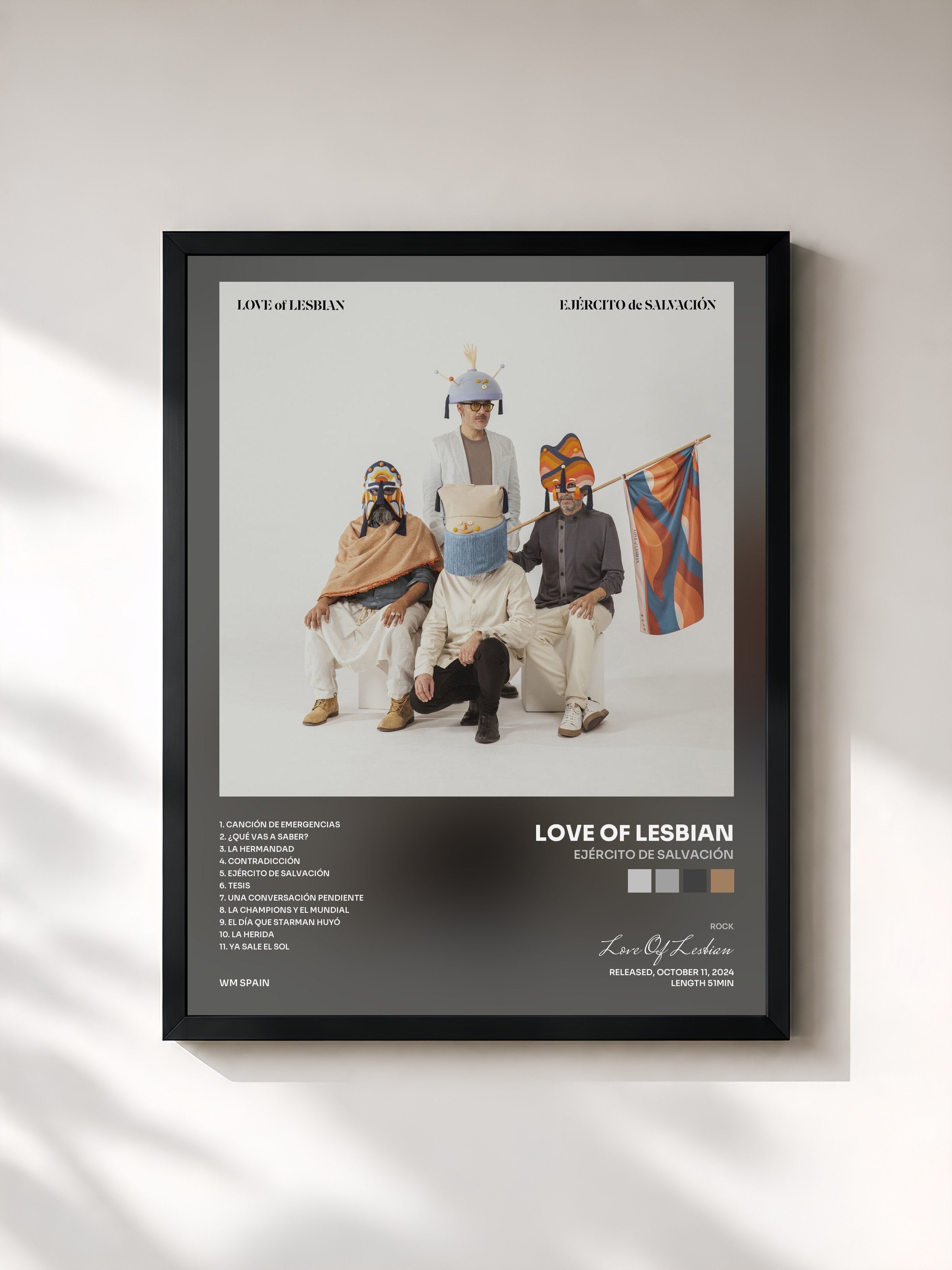 #noir Tableau de l'album Ejército de salvación de Love Of Lesbian, cadre noir, imprimé et encadré en France