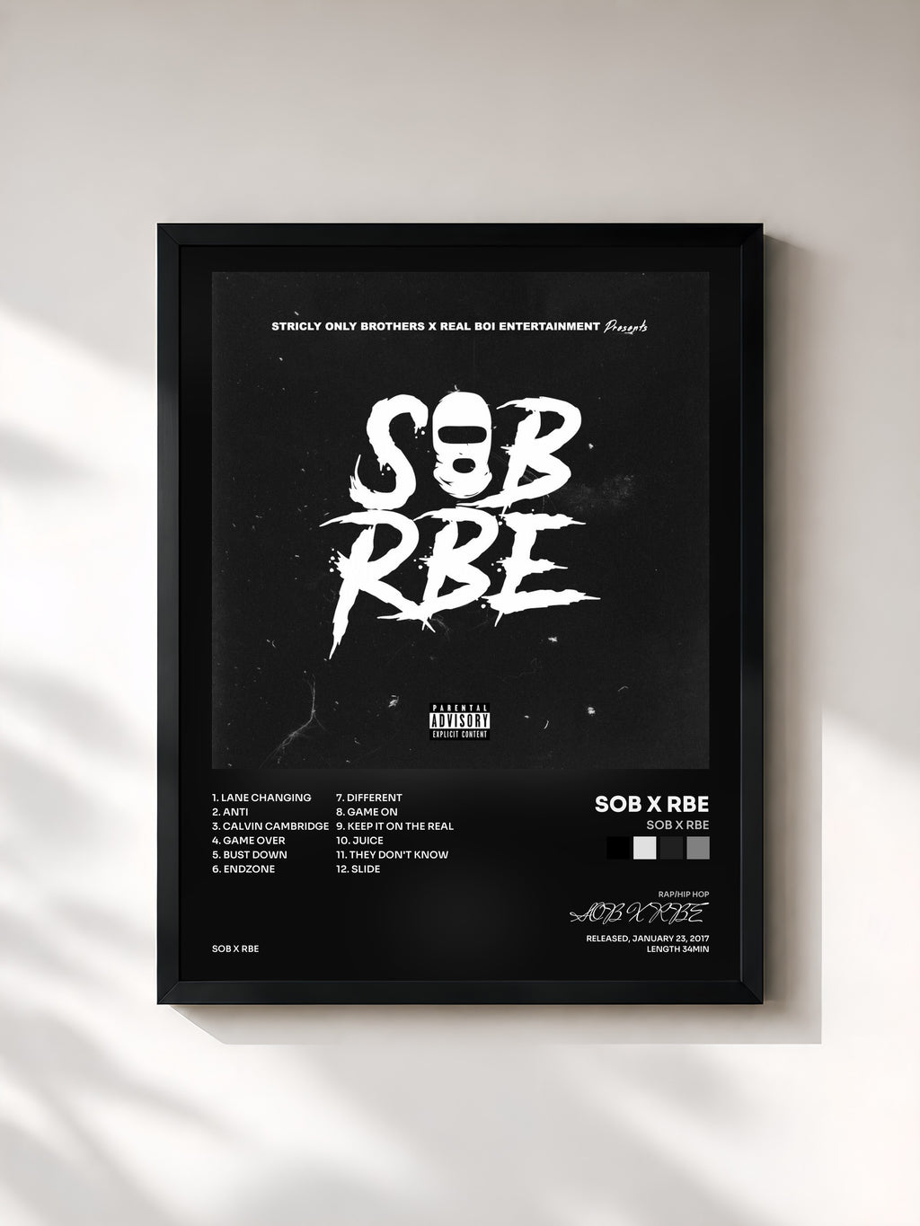#noir Tableau de l'album SOB X RBE de SOB X RBE, cadre noir, imprimé et encadré en France