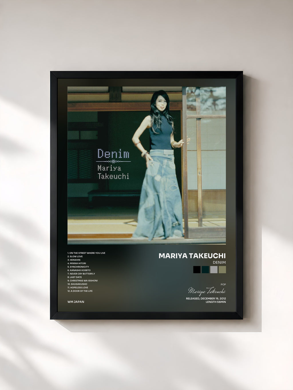#noir Tableau de l'album Denim de Mariya Takeuchi, cadre noir, imprimé et encadré en France
