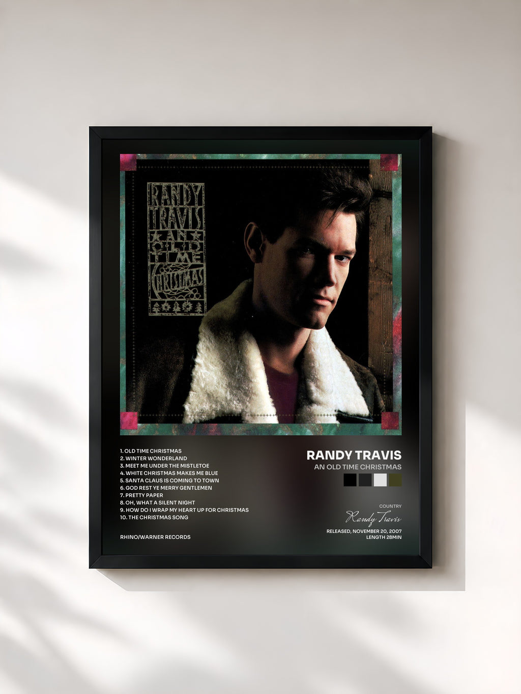 #noir Tableau de l'album An Old Time Christmas de Randy Travis, cadre noir, imprimé et encadré en France