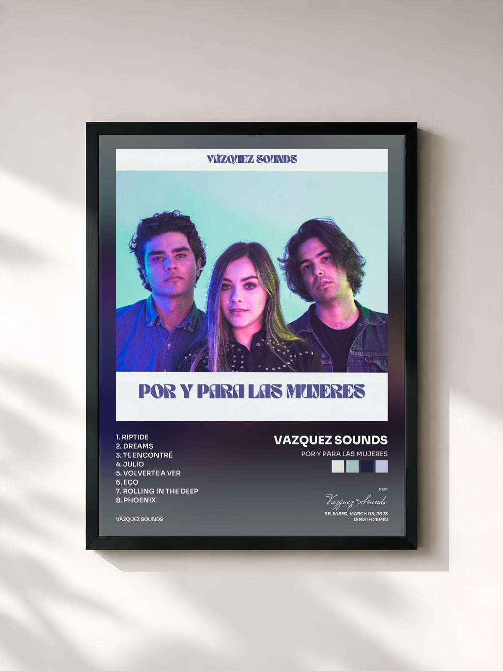#noir Tableau de l'album Por y Para Las Mujeres de Vazquez Sounds, cadre noir, imprimé et encadré en France