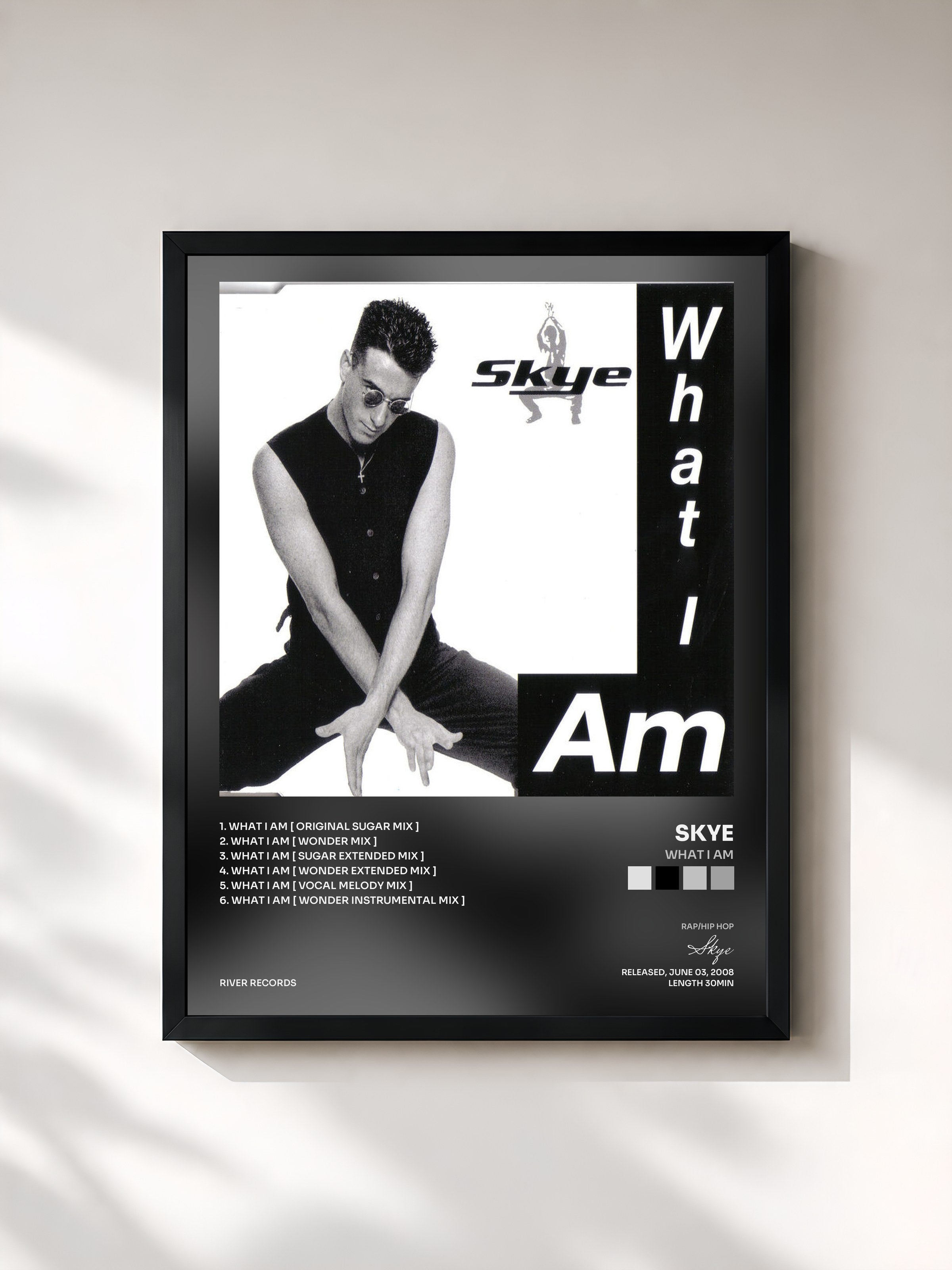 #noir Tableau de l'album What I Am de Skye, cadre noir, imprimé et encadré en France