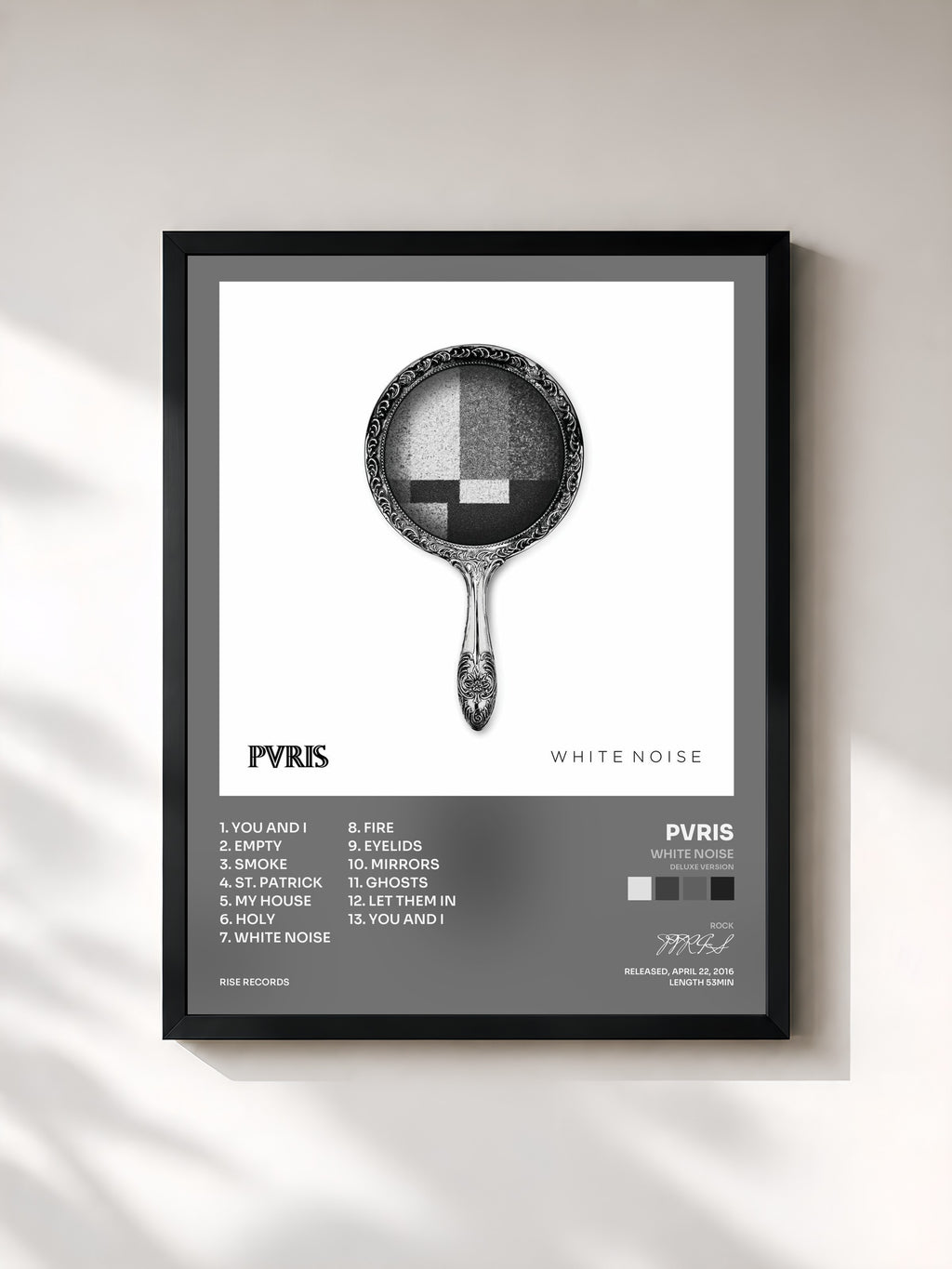 #noir Tableau de l'album White Noise (Deluxe Version) de PVRIS, cadre noir, imprimé et encadré en France