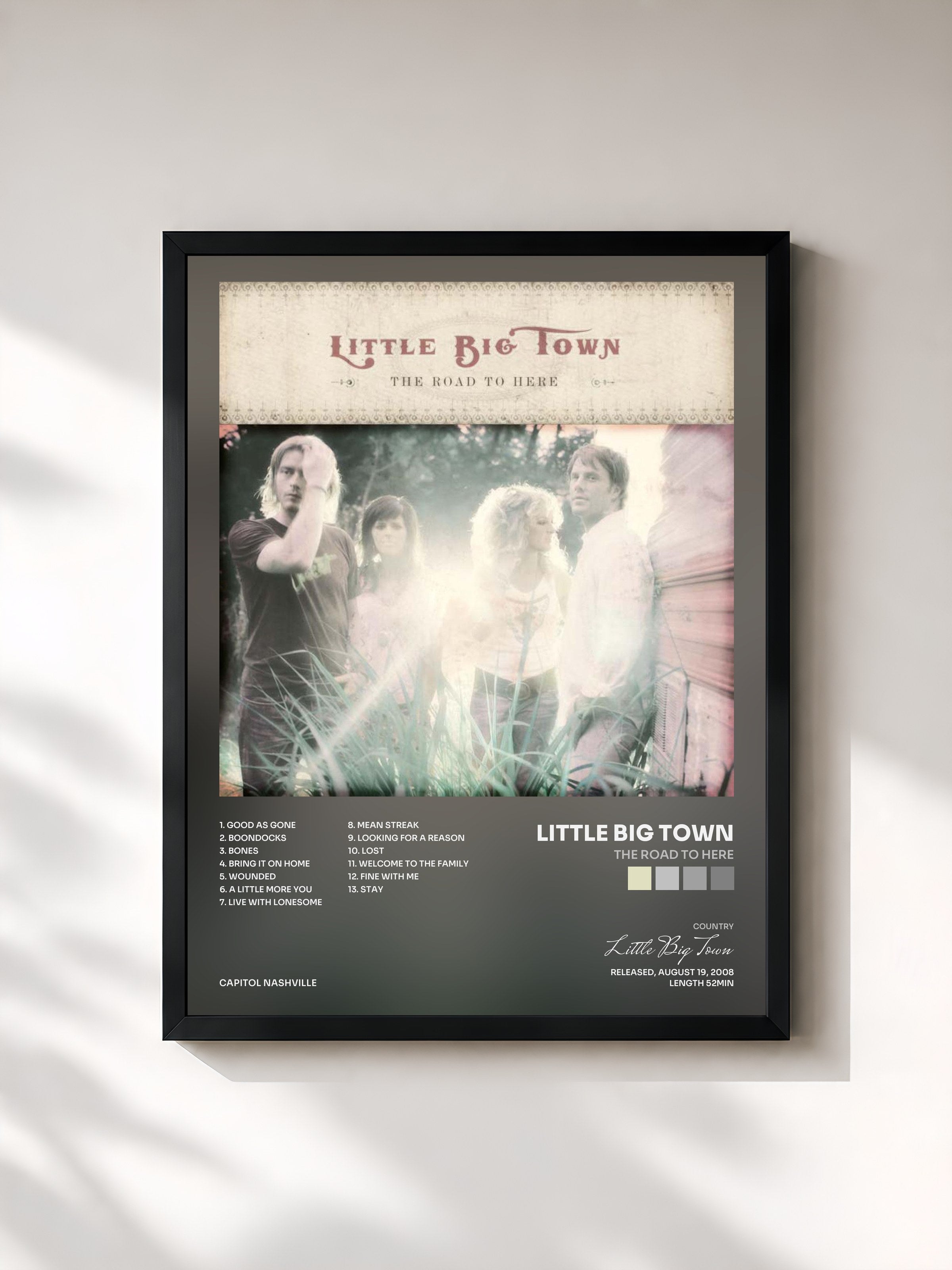 #noir Tableau de l'album The Road To Here de Little Big Town, cadre noir, imprimé et encadré en France