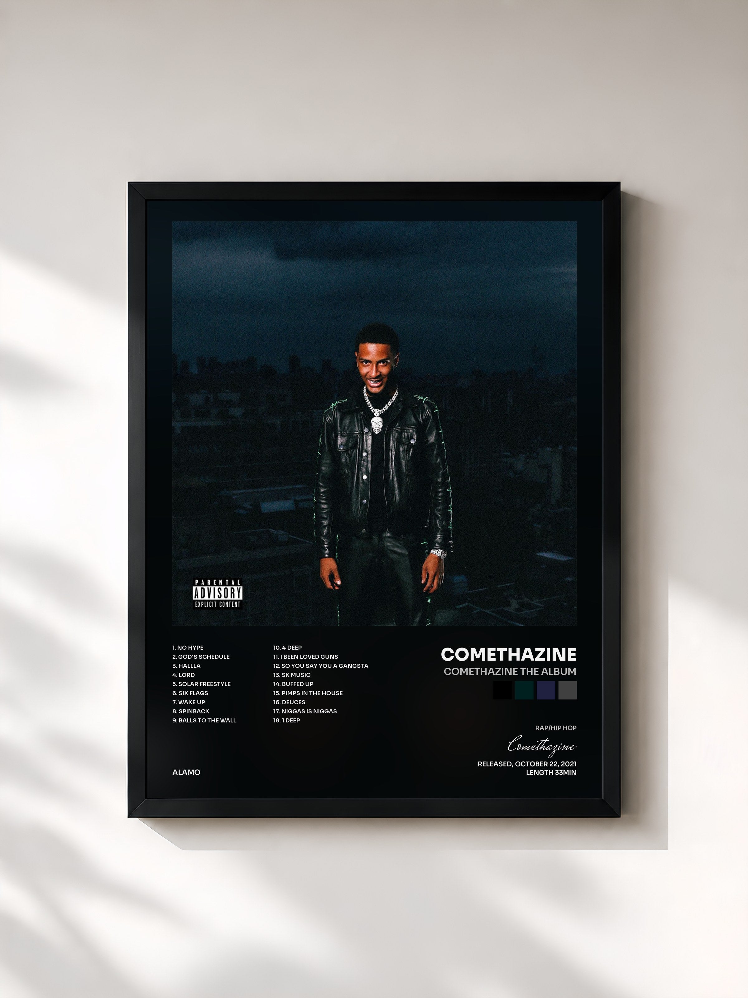 #noir Tableau de l'album Comethazine The Album de Comethazine, cadre noir, imprimé et encadré en France
