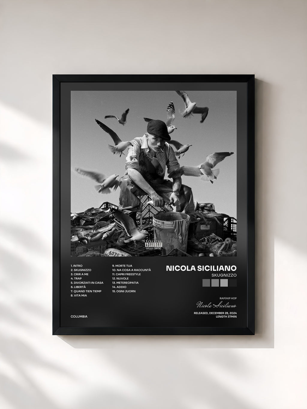 #noir Tableau de l'album SKUGNIZZO de Nicola Siciliano, cadre noir, imprimé et encadré en France