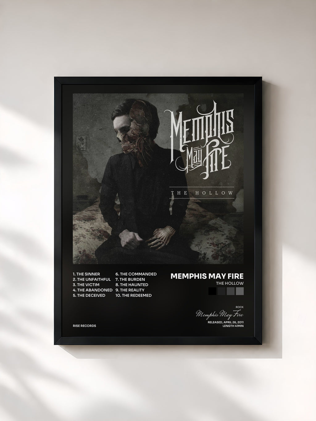 #noir Tableau de l'album The Hollow de Memphis May Fire, cadre noir, imprimé et encadré en France
