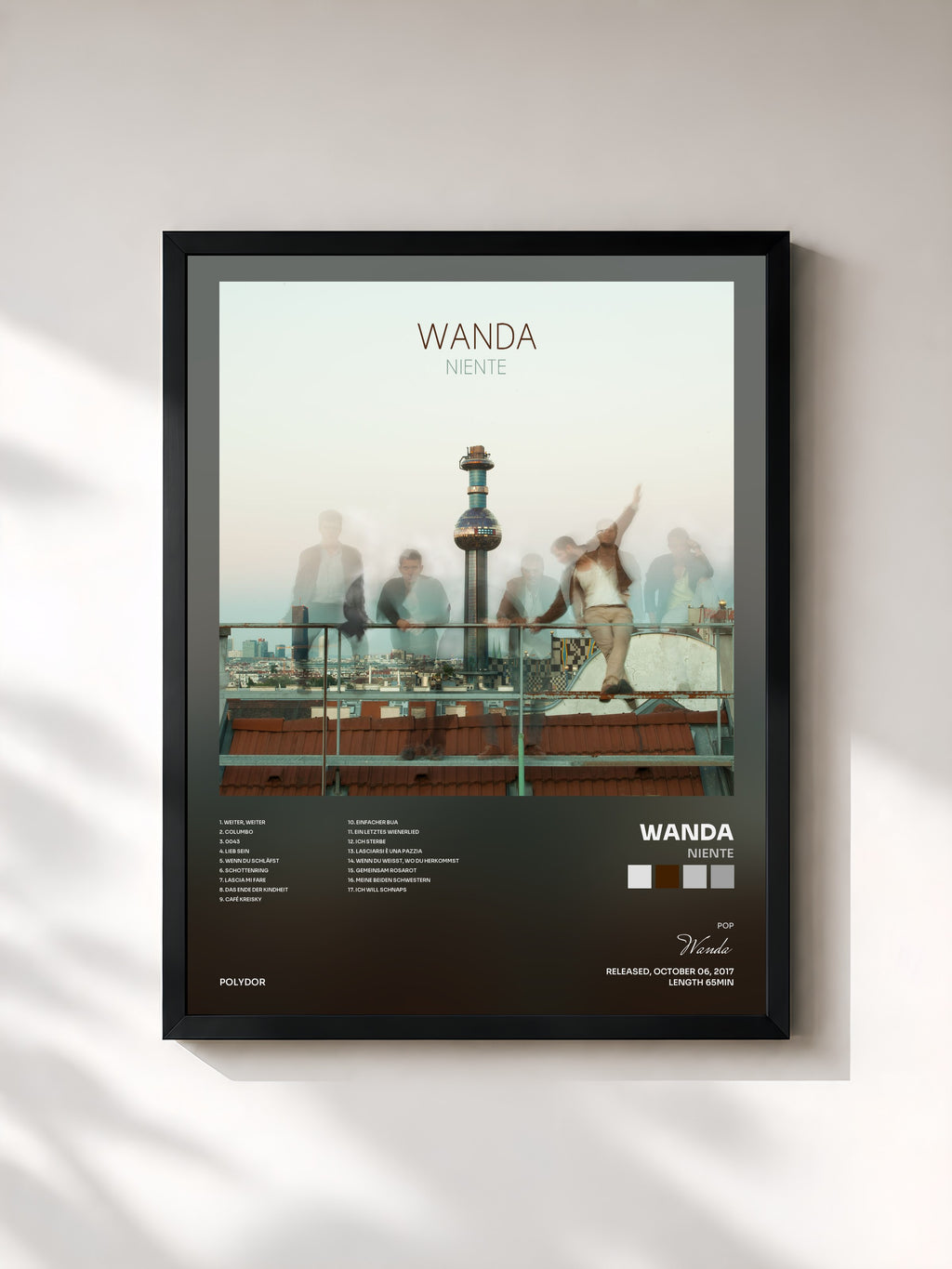 #noir Tableau de l'album Niente de Wanda, cadre noir, imprimé et encadré en France