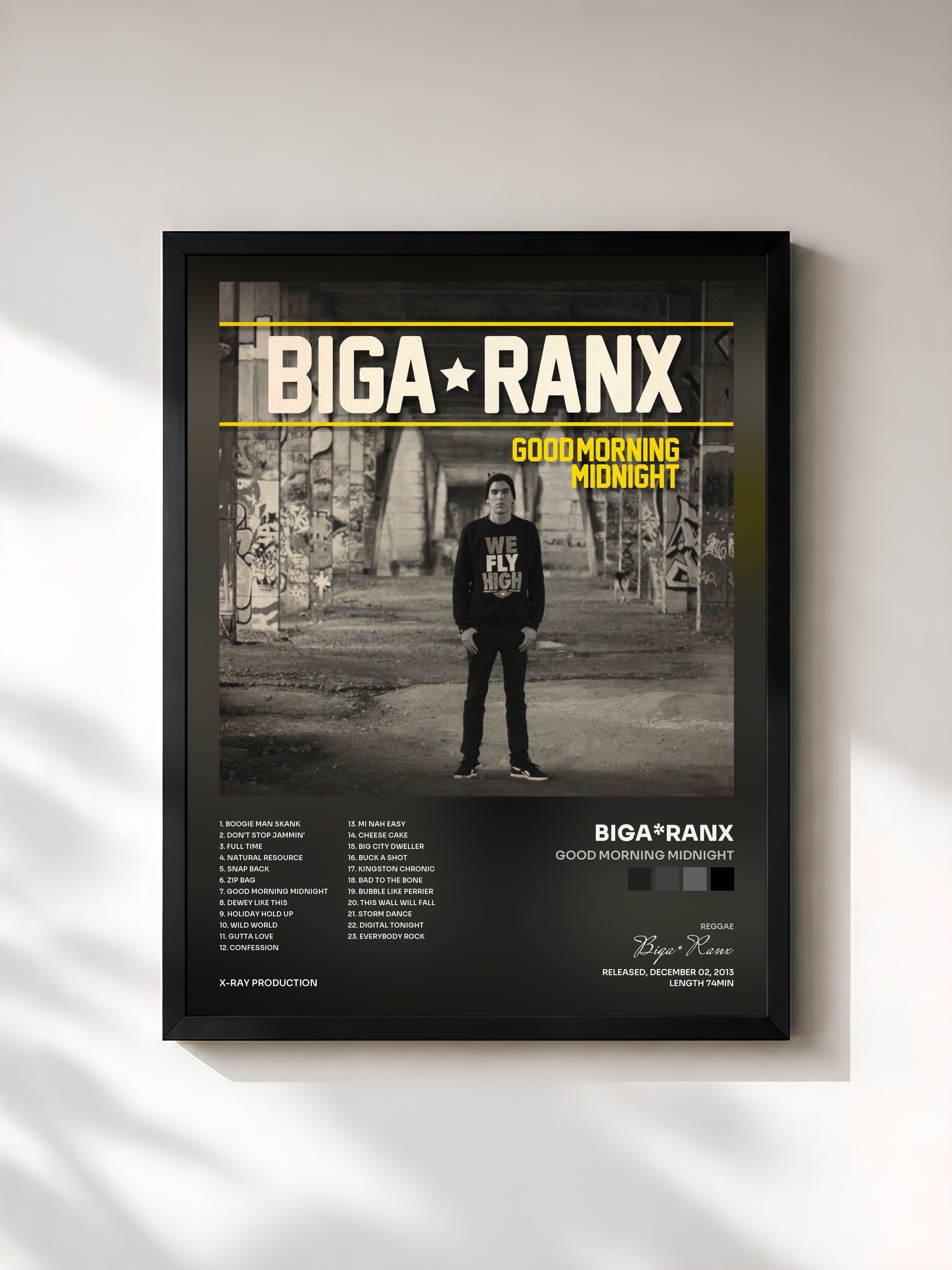 #noir Tableau de l'album Good Morning Midnight de Biga*Ranx, cadre noir, imprimé et encadré en France