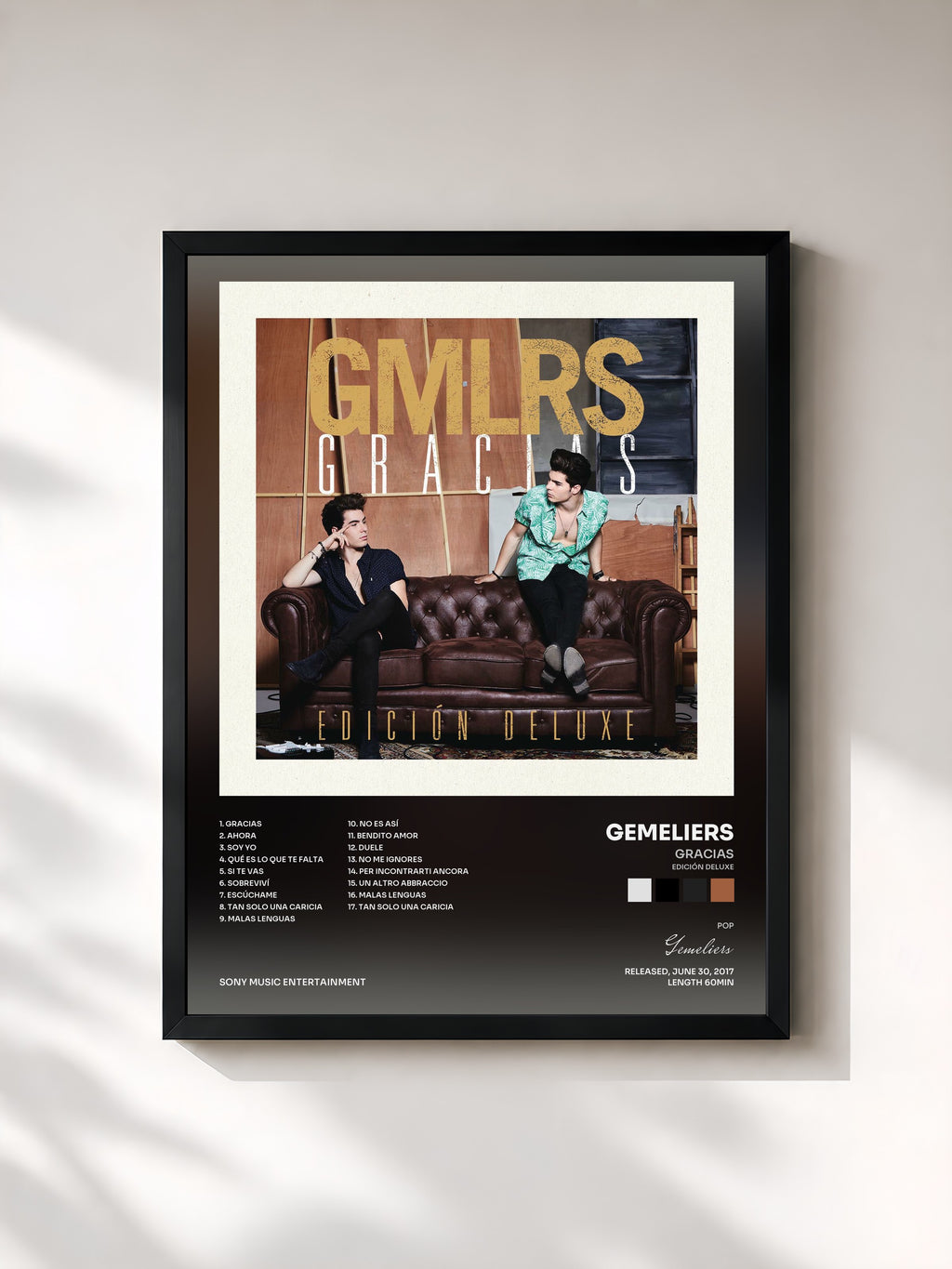 #noir Tableau de l'album Gracias (Edición Deluxe) de Gemeliers, cadre noir, imprimé et encadré en France