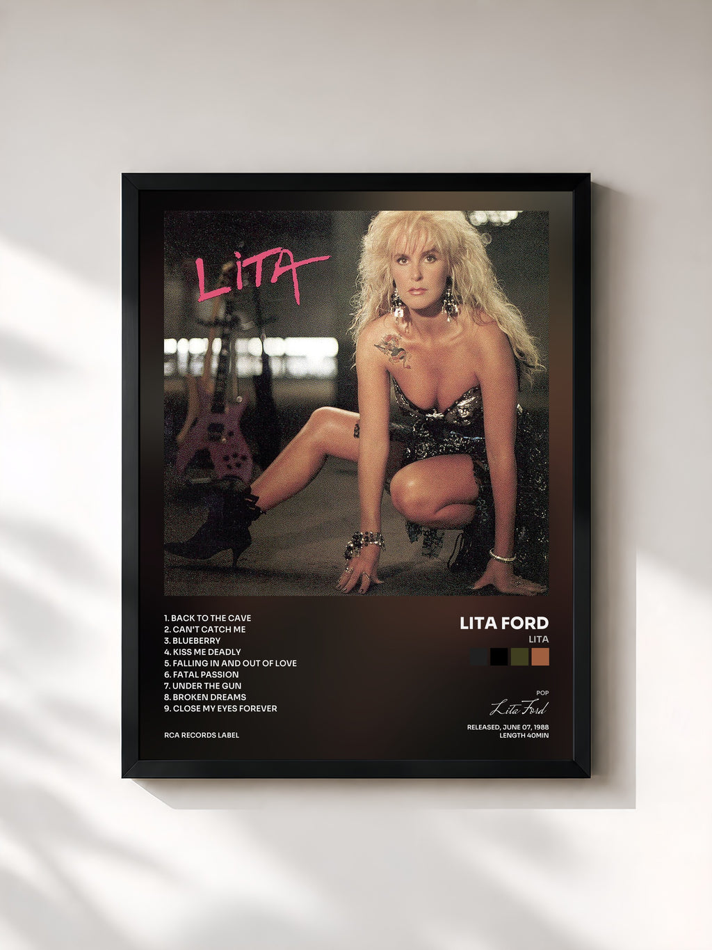 #noir Tableau de l'album Lita de Lita Ford, cadre noir, imprimé et encadré en France