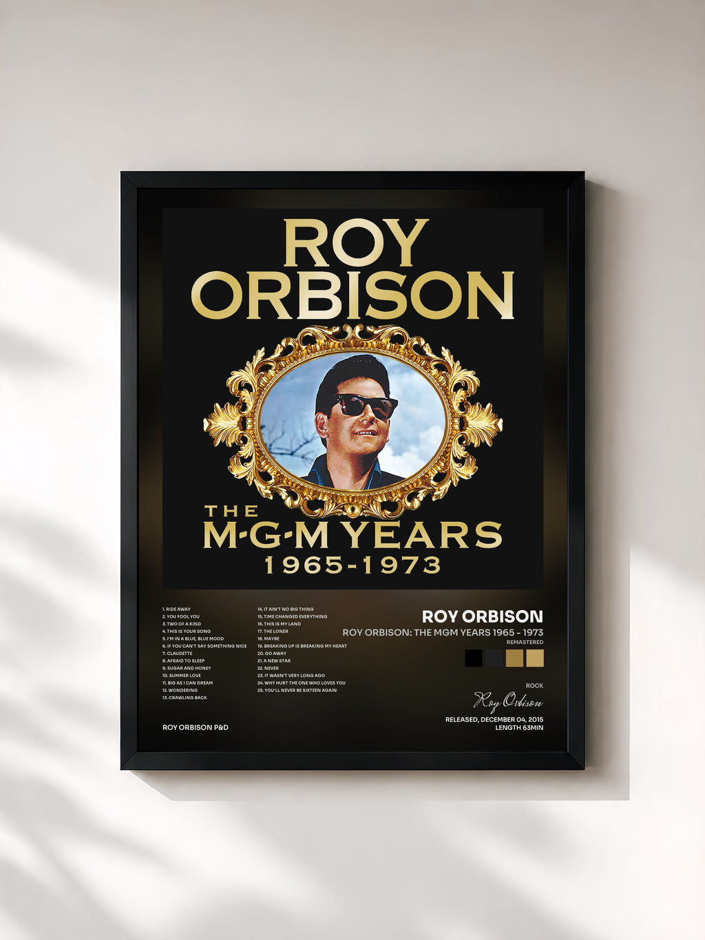#noir Tableau de l'album Roy Orbison: The MGM Years 1965 - 1973 (Remastered) de Roy Orbison, cadre noir, imprimé et encadré en France
