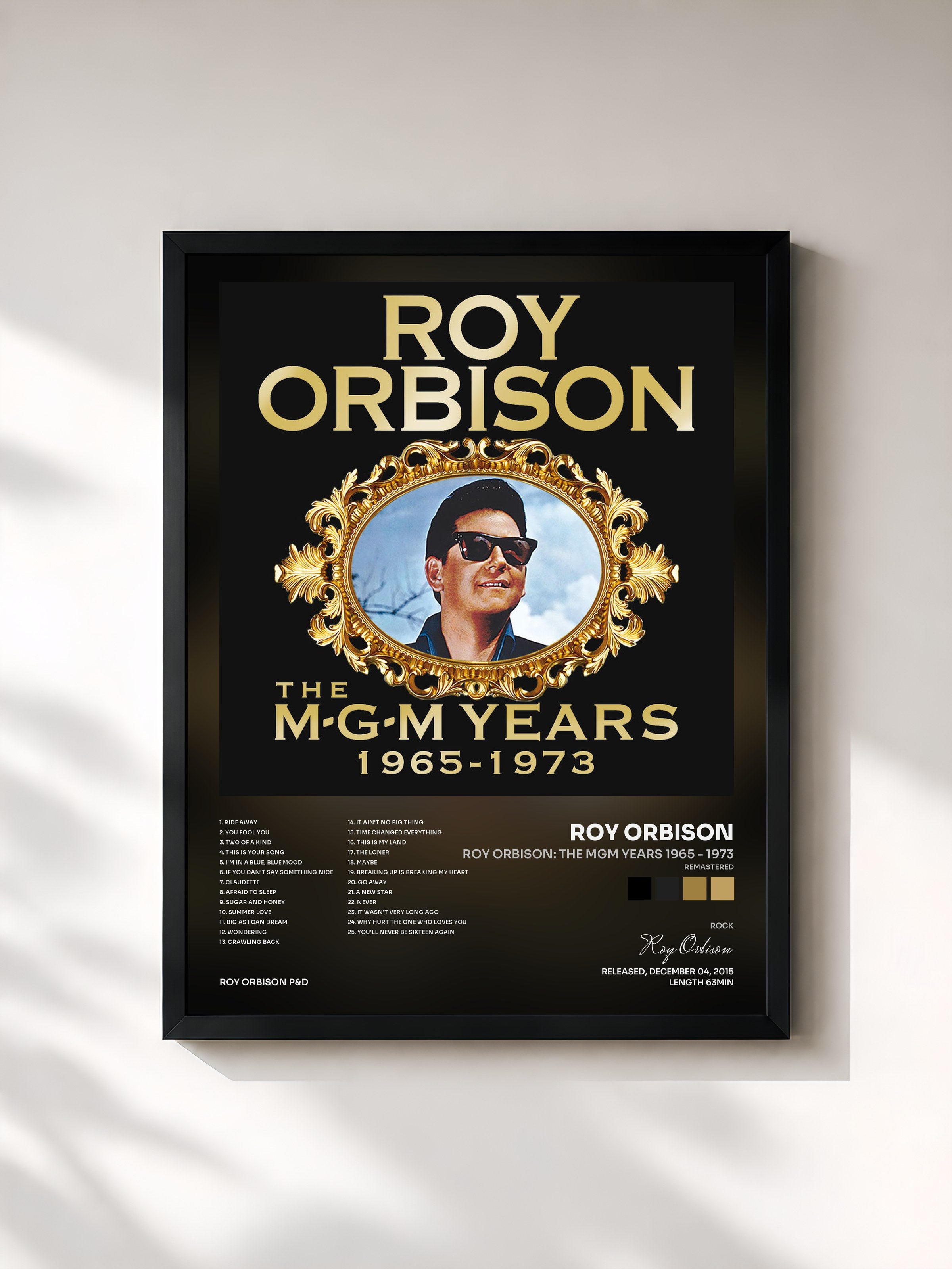 #noir Tableau de l'album Roy Orbison: The MGM Years 1965 - 1973 (Remastered) de Roy Orbison, cadre noir, imprimé et encadré en France