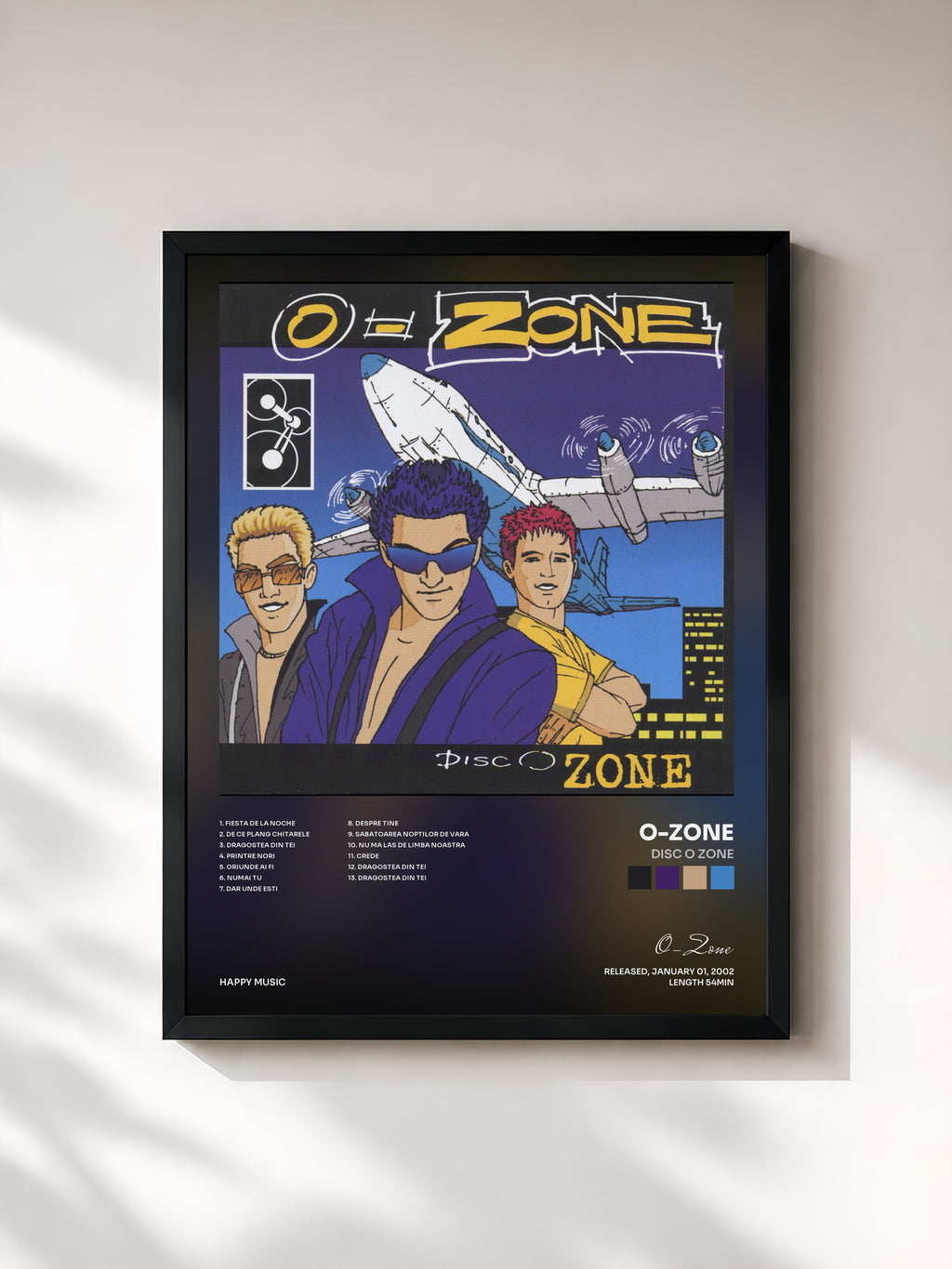 #noir Tableau de l'album Disc o zone de O-Zone, cadre noir, imprimé et encadré en France