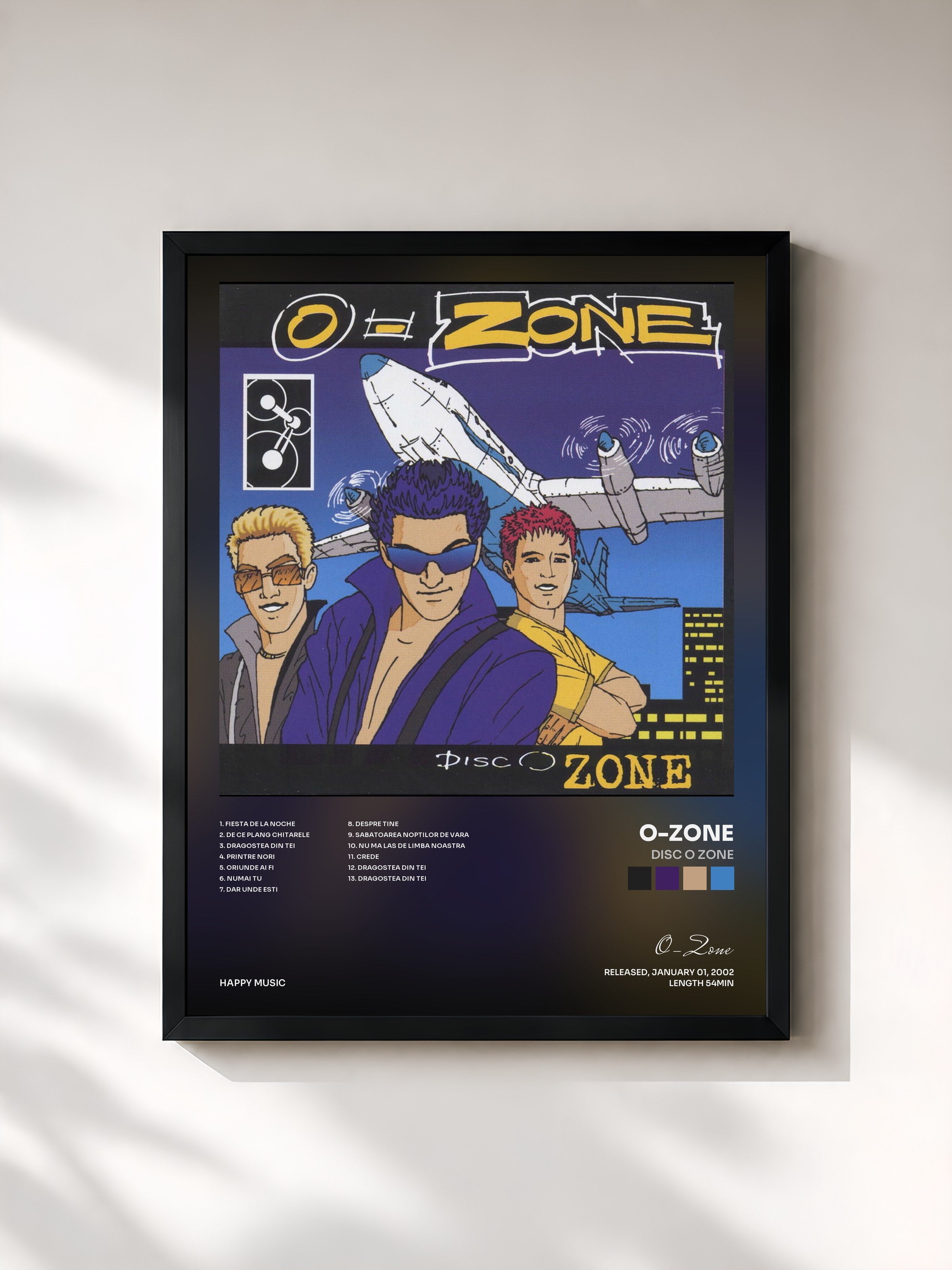 #noir Tableau de l'album Disc o zone de O-Zone, cadre noir, imprimé et encadré en France
