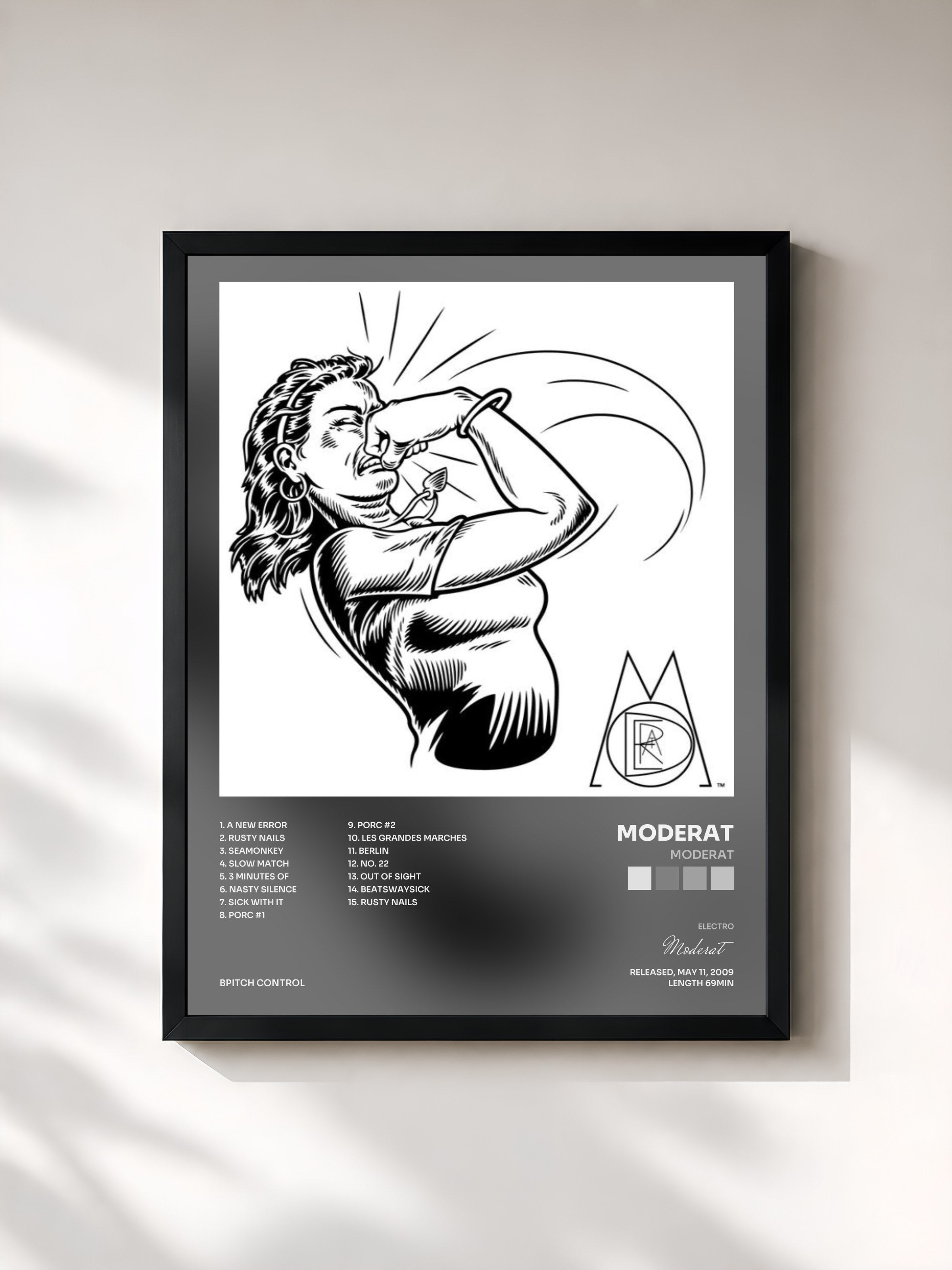 #noir Tableau de l'album Moderat de Moderat, cadre noir, imprimé et encadré en France