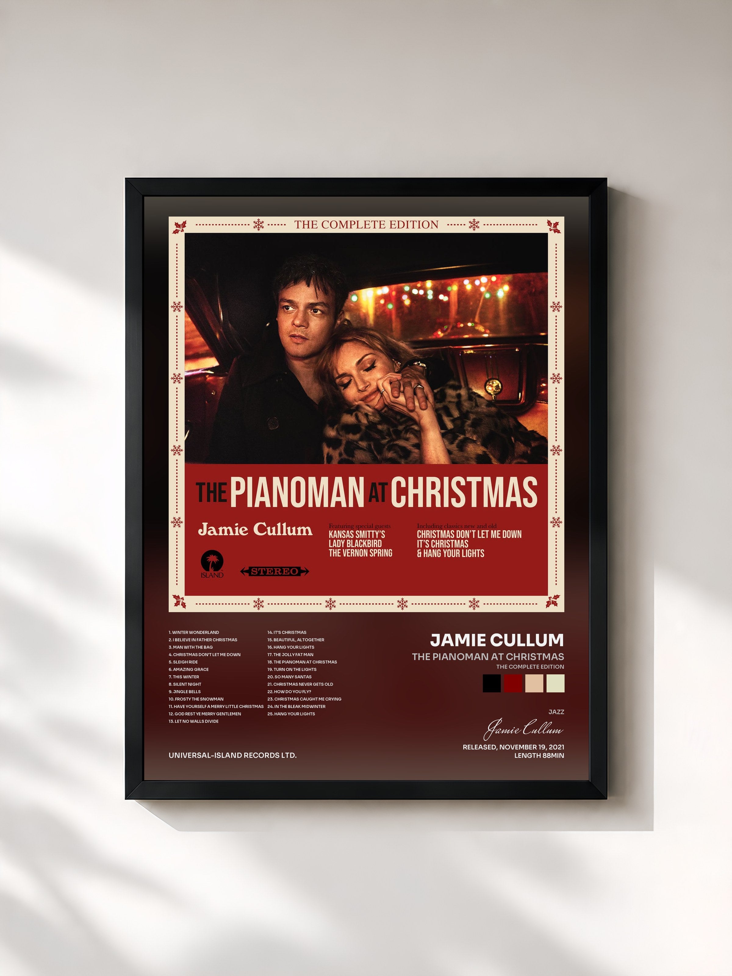 #noir Tableau de l'album The Pianoman at Christmas (The Complete Edition) de Jamie Cullum, cadre noir, imprimé et encadré en France