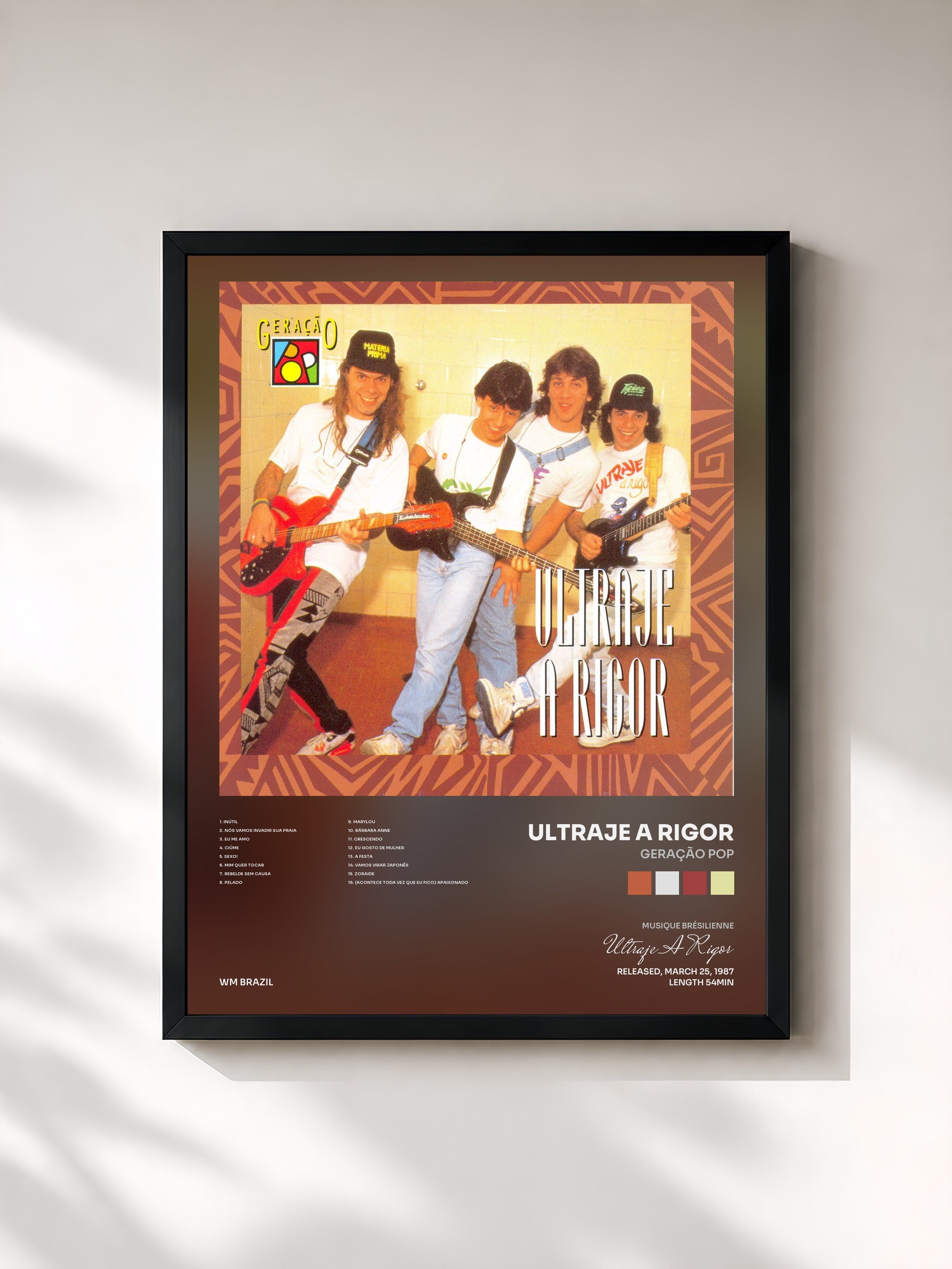#noir Tableau de l'album Geração Pop de Ultraje A Rigor, cadre noir, imprimé et encadré en France