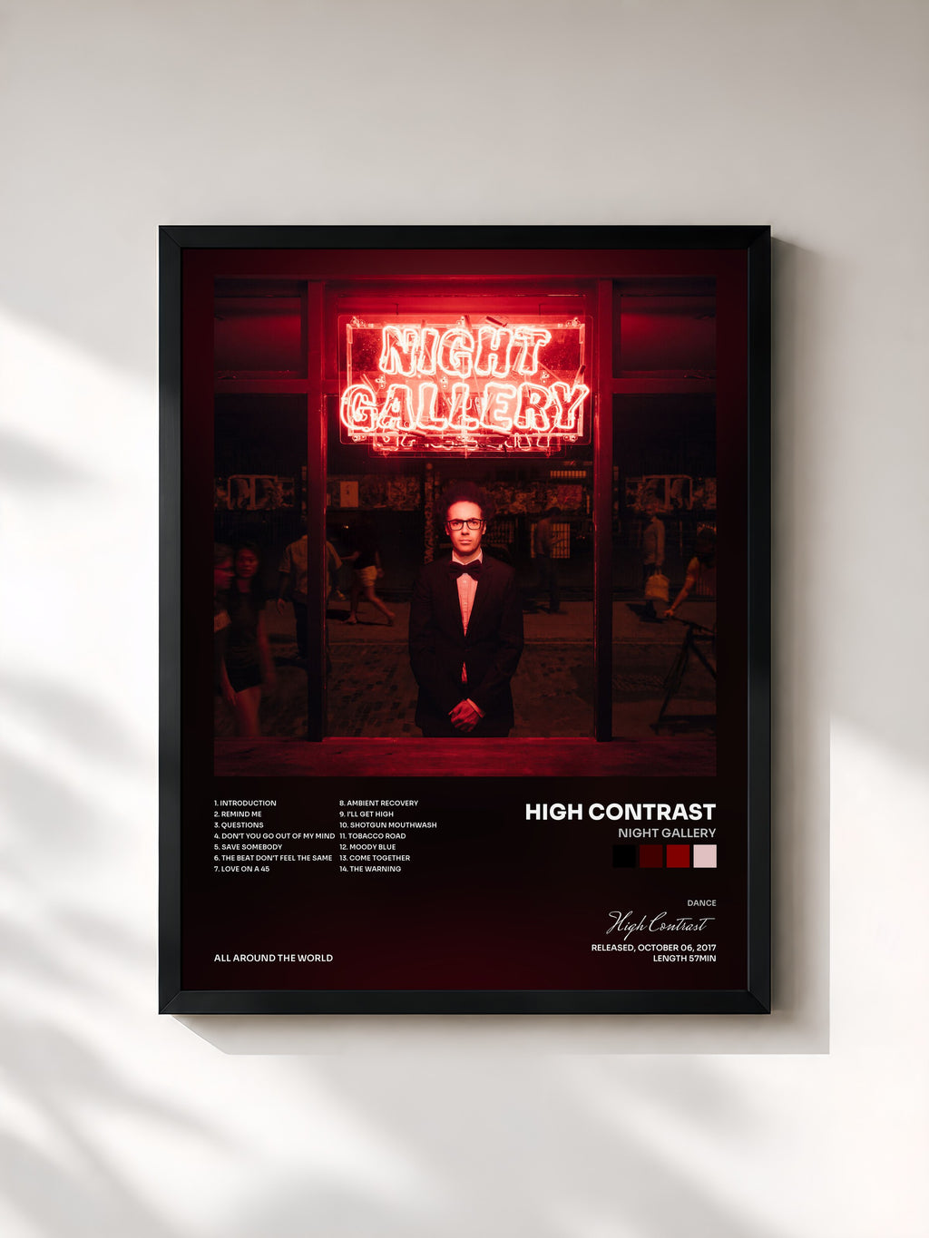 #noir Tableau de l'album Night Gallery de High Contrast, cadre noir, imprimé et encadré en France