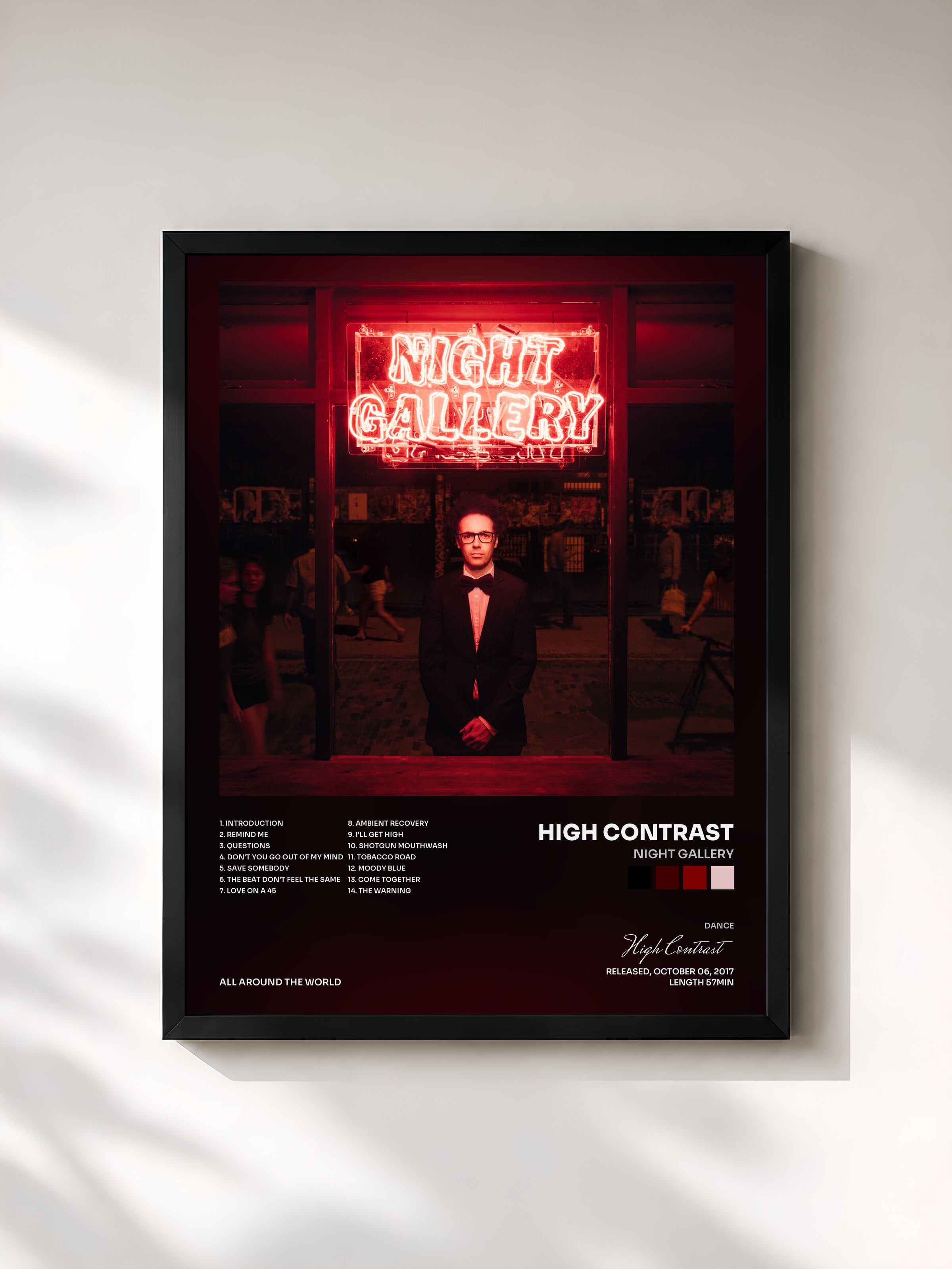 #noir Tableau de l'album Night Gallery de High Contrast, cadre noir, imprimé et encadré en France