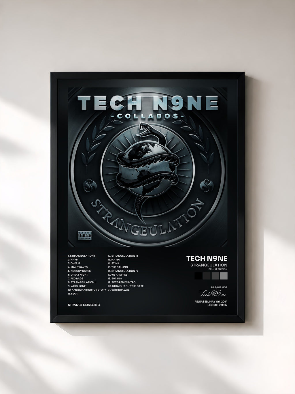 #noir Tableau de l'album Strangeulation (Deluxe Edition) de Tech N9ne, cadre noir, imprimé et encadré en France