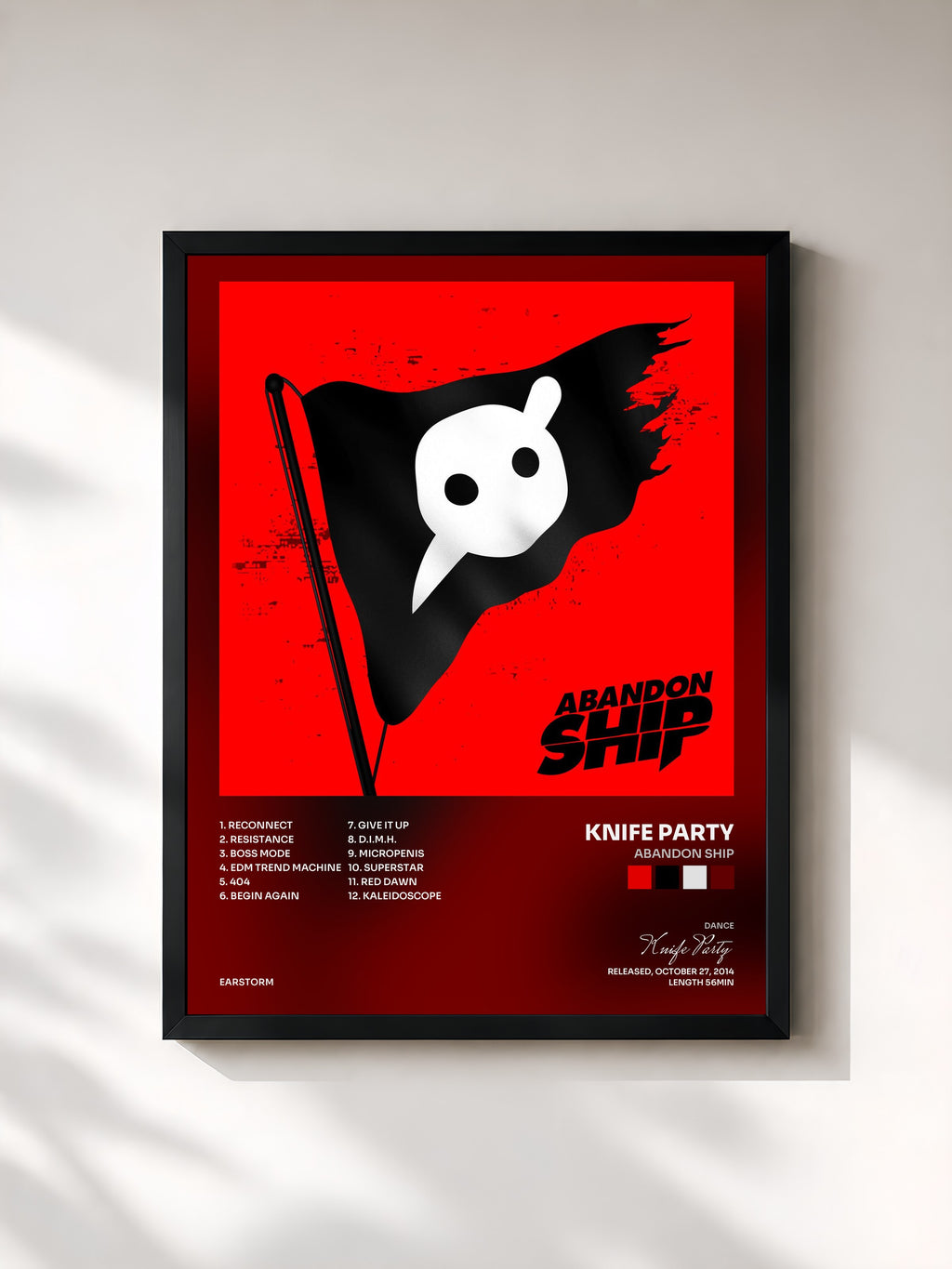#noir Tableau de l'album Abandon Ship de Knife Party, cadre noir, imprimé et encadré en France