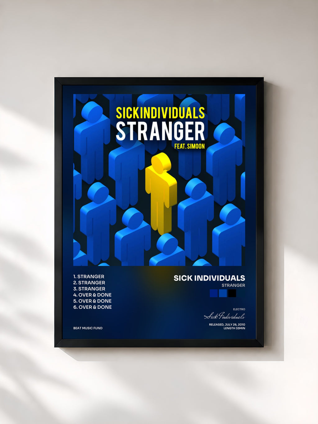 #noir Tableau de l'album Stranger de Sick Individuals, cadre noir, imprimé et encadré en France