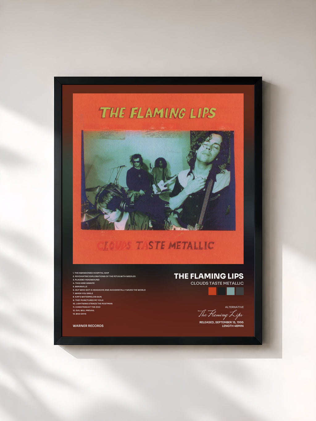 #noir Tableau de l'album Clouds Taste Metallic de The Flaming Lips, cadre noir, imprimé et encadré en France