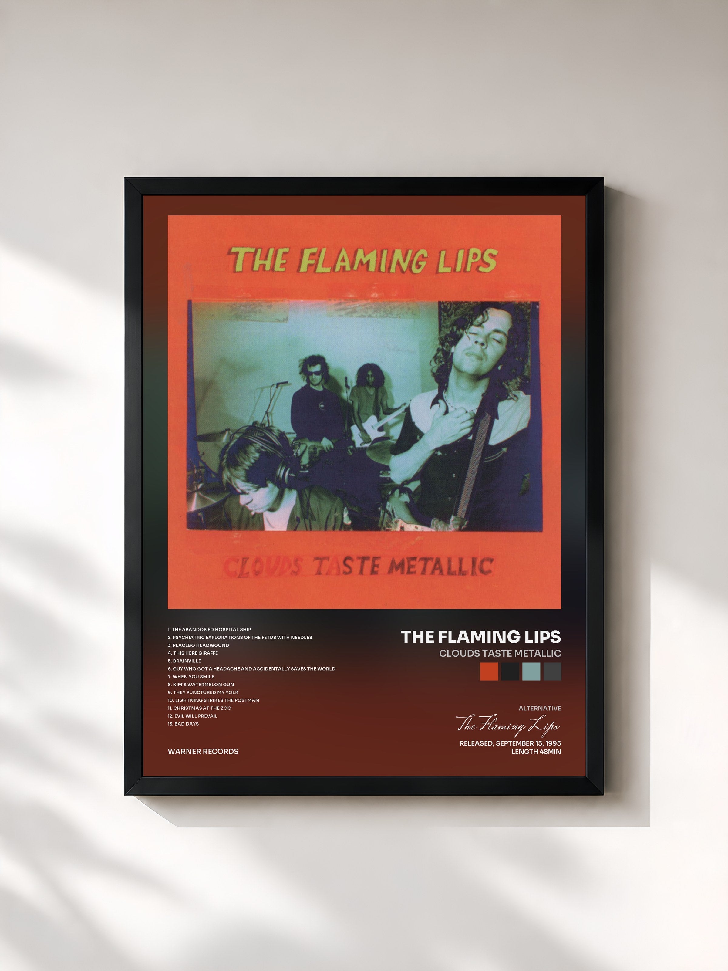 #noir Tableau de l'album Clouds Taste Metallic de The Flaming Lips, cadre noir, imprimé et encadré en France