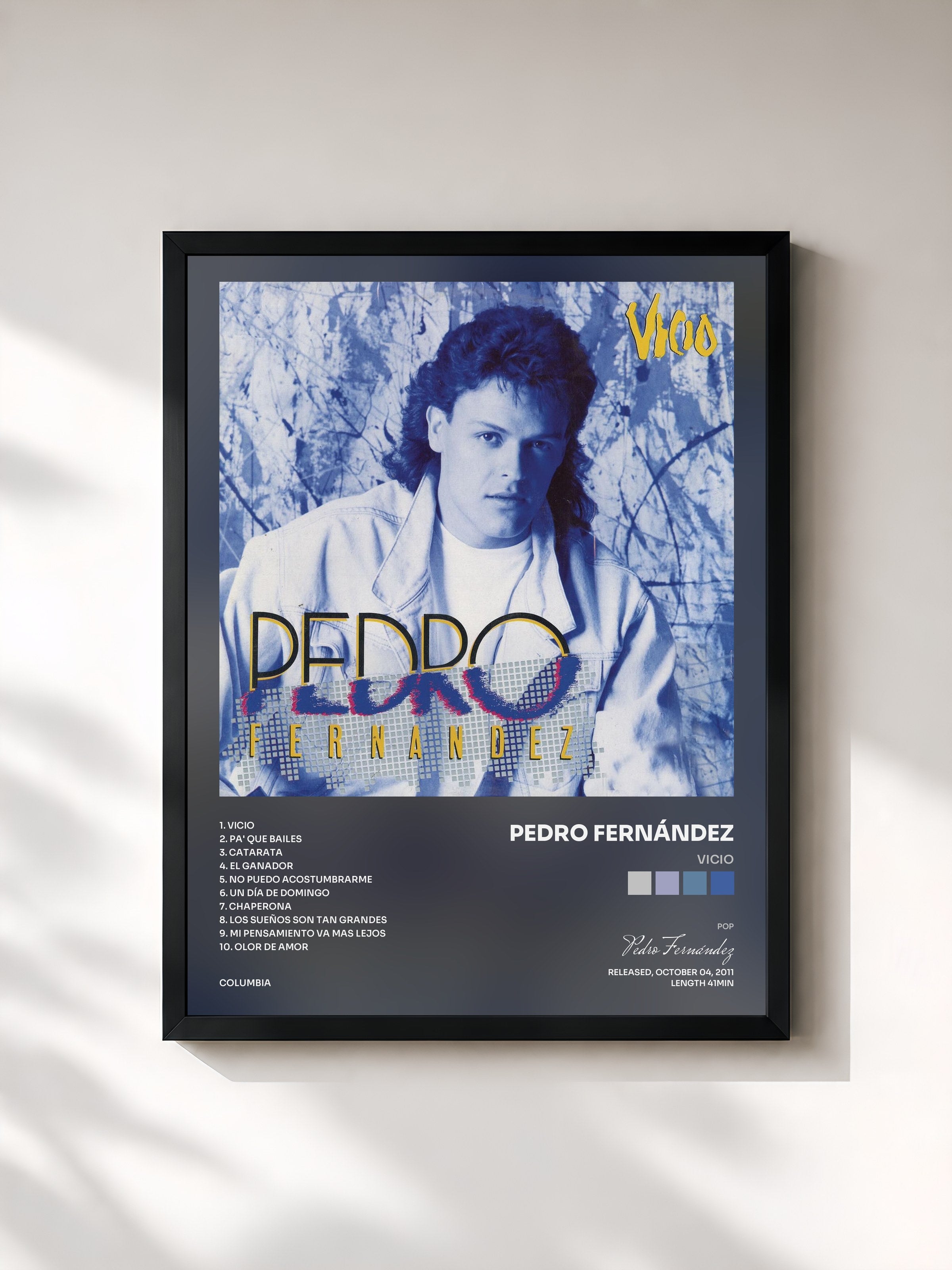 #noir Tableau de l'album Vicio de Pedro Fernández, cadre noir, imprimé et encadré en France