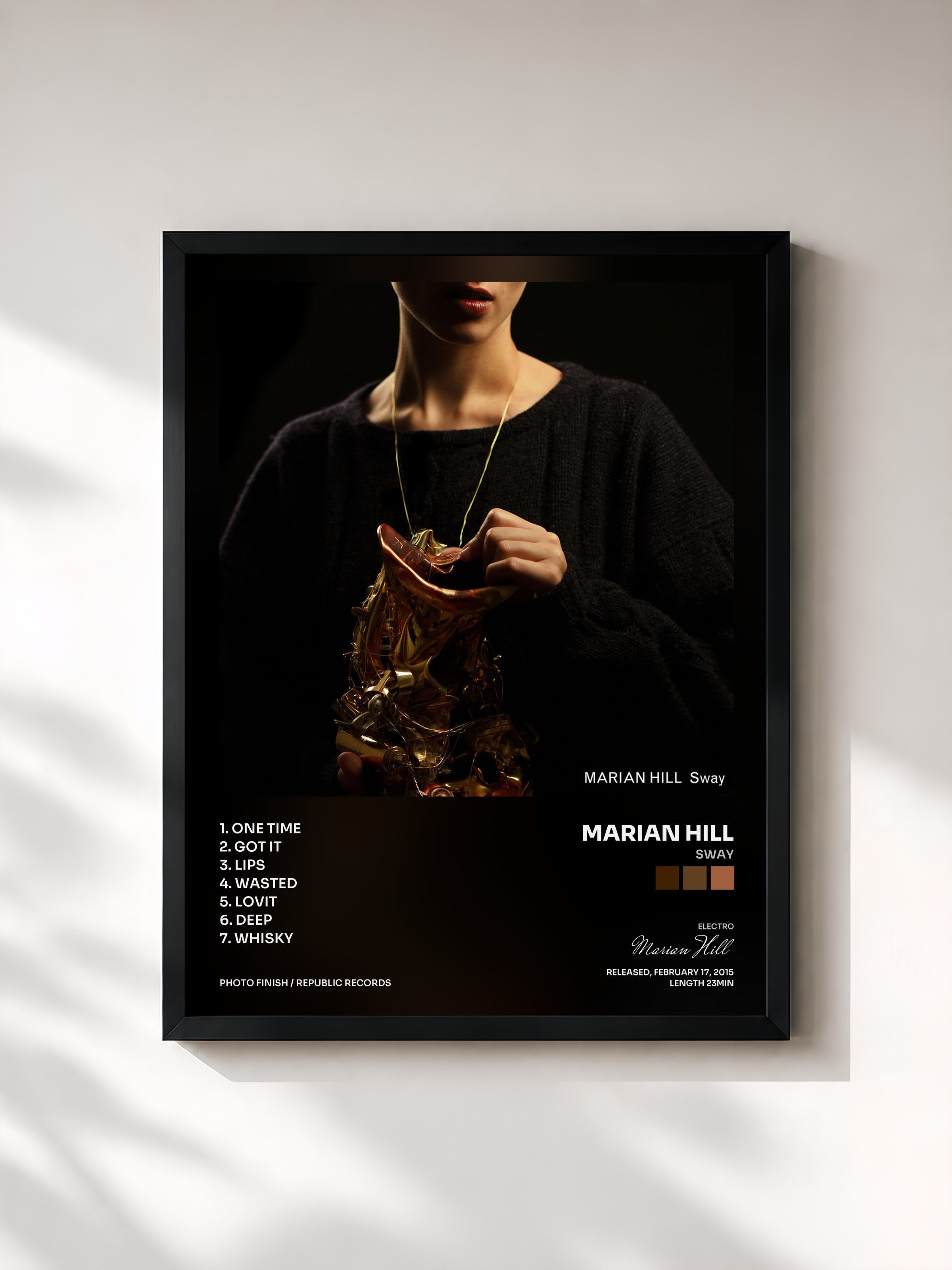 #noir Tableau de l'album Sway de Marian Hill, cadre noir, imprimé et encadré en France