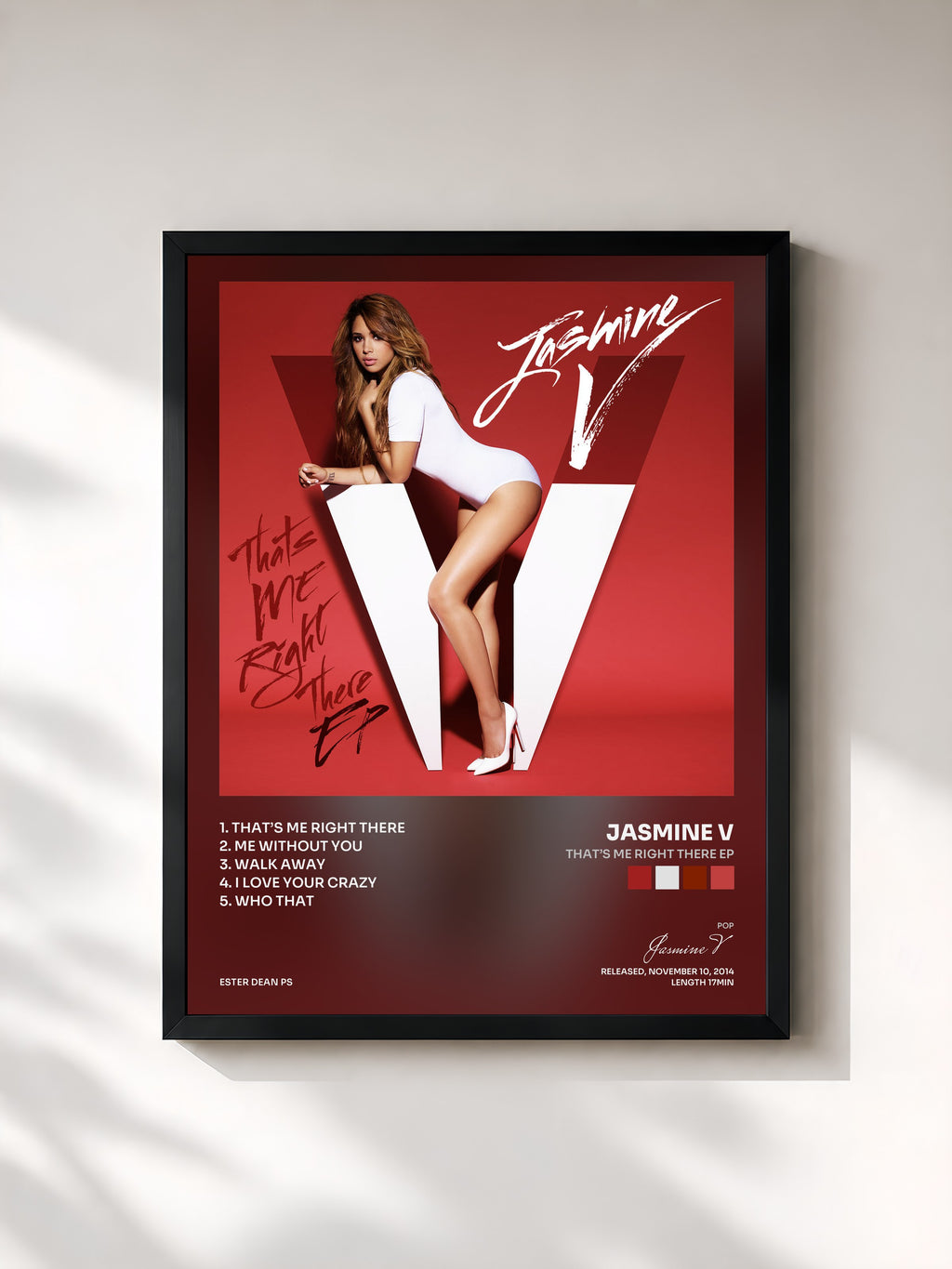 #noir Tableau de l'album That’s Me Right There EP de Jasmine V, cadre noir, imprimé et encadré en France