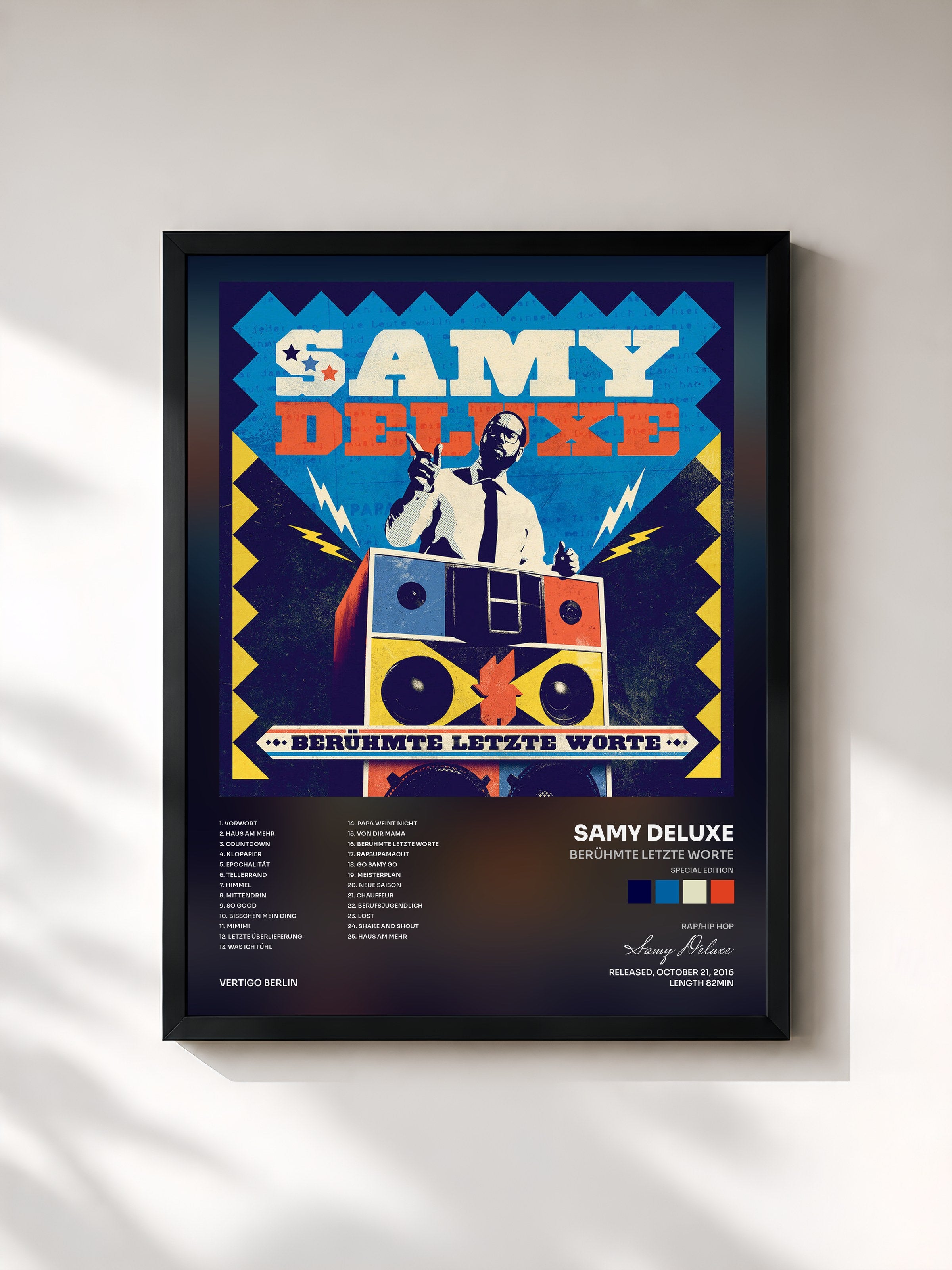#noir Tableau de l'album Berühmte letzte Worte (Special Edition) de Samy Deluxe, cadre noir, imprimé et encadré en France
