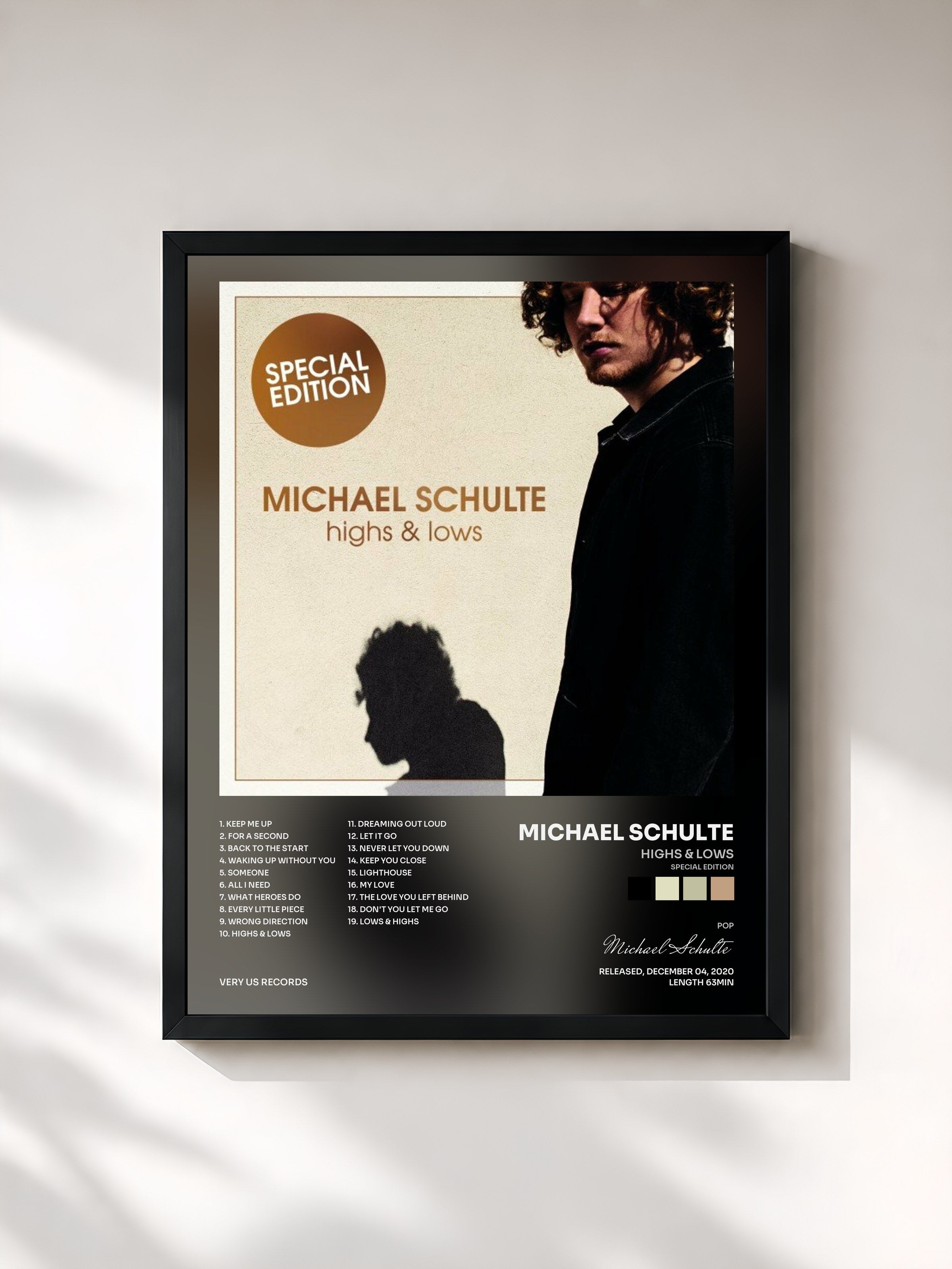 #noir Tableau de l'album Highs & Lows (Special Edition) de Michael Schulte, cadre noir, imprimé et encadré en France