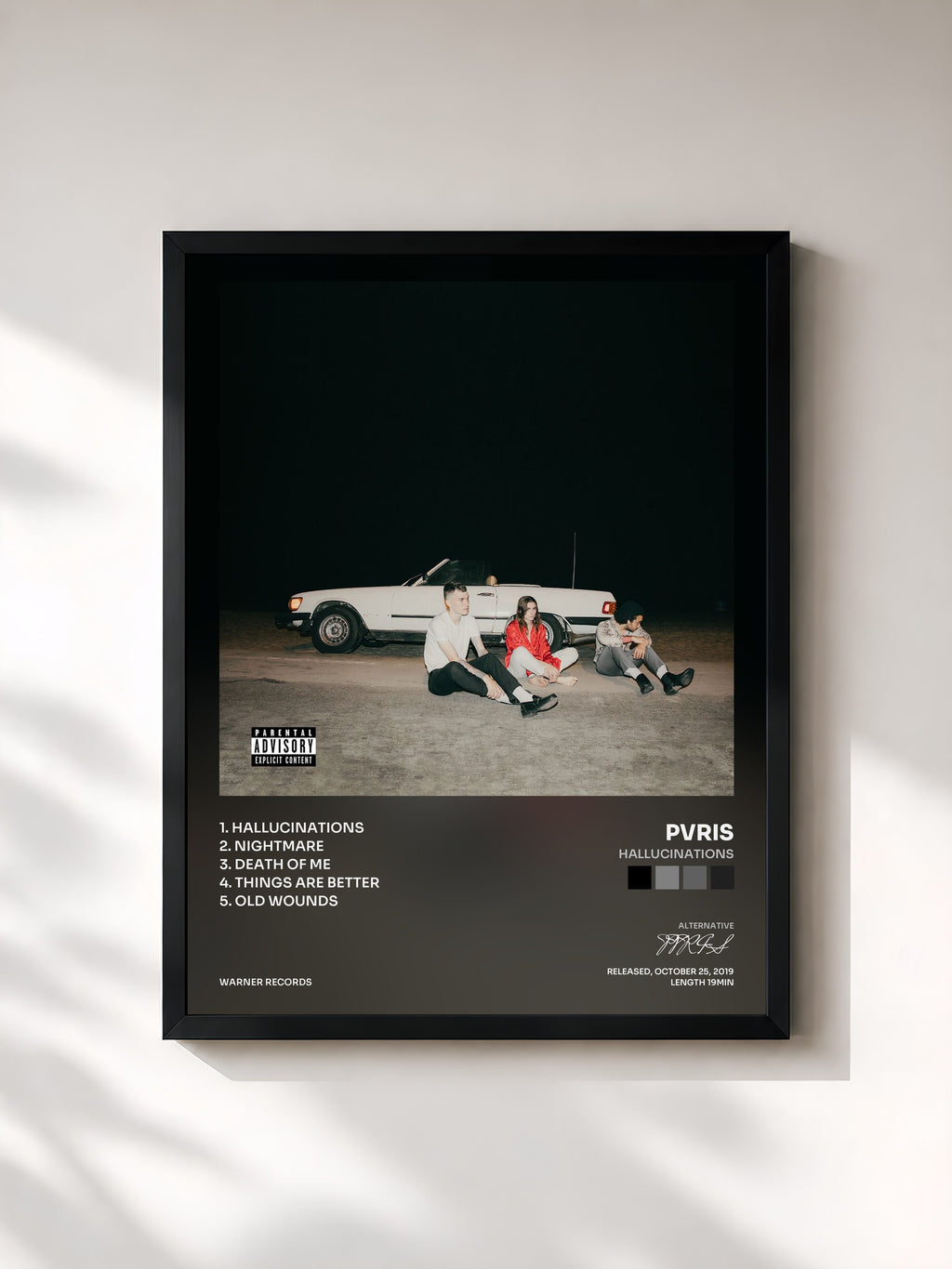 #noir Tableau de l'album Hallucinations de PVRIS, cadre noir, imprimé et encadré en France