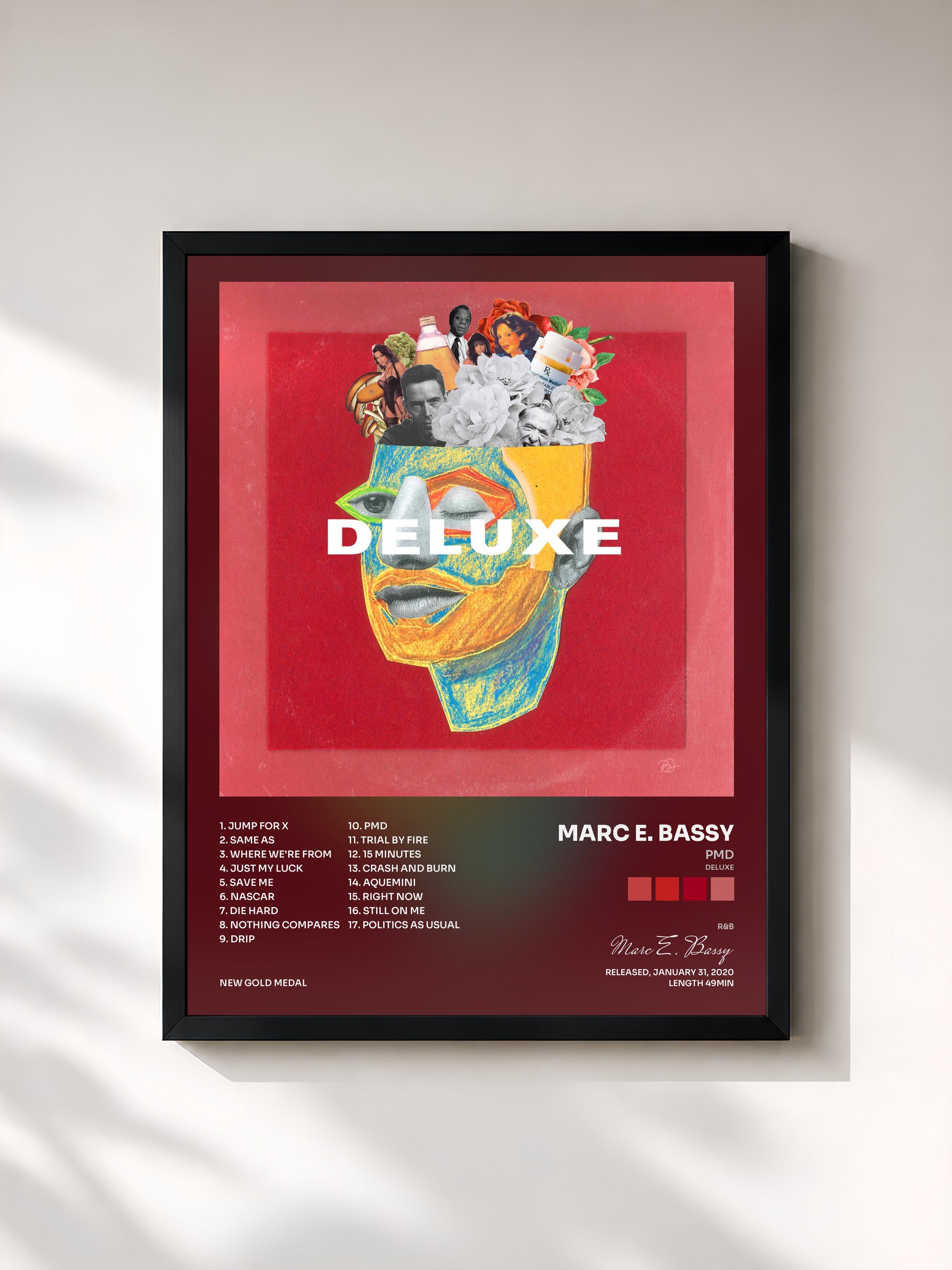 #noir Tableau de l'album PMD (Deluxe) de Marc E. Bassy, cadre noir, imprimé et encadré en France