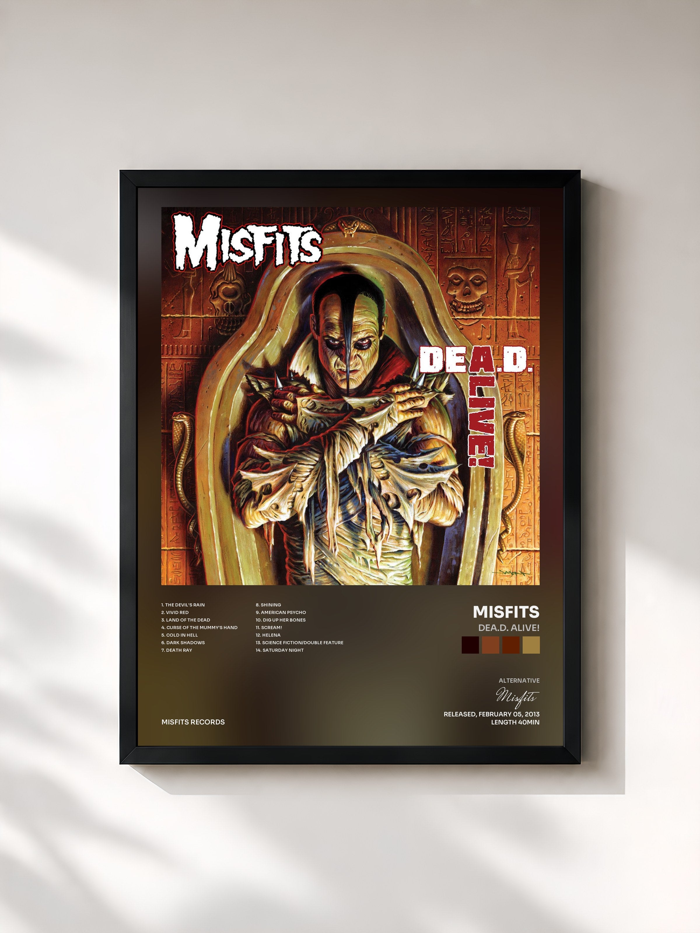 #noir Tableau de l'album DeA.D. Alive! de Misfits, cadre noir, imprimé et encadré en France