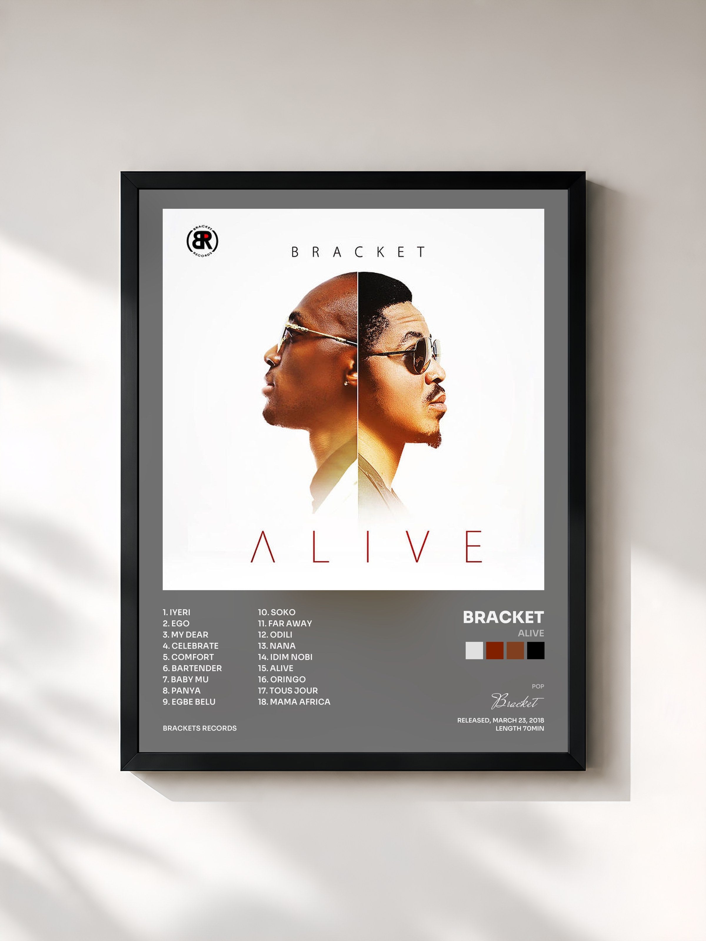 #noir Tableau de l'album Alive de Bracket, cadre noir, imprimé et encadré en France