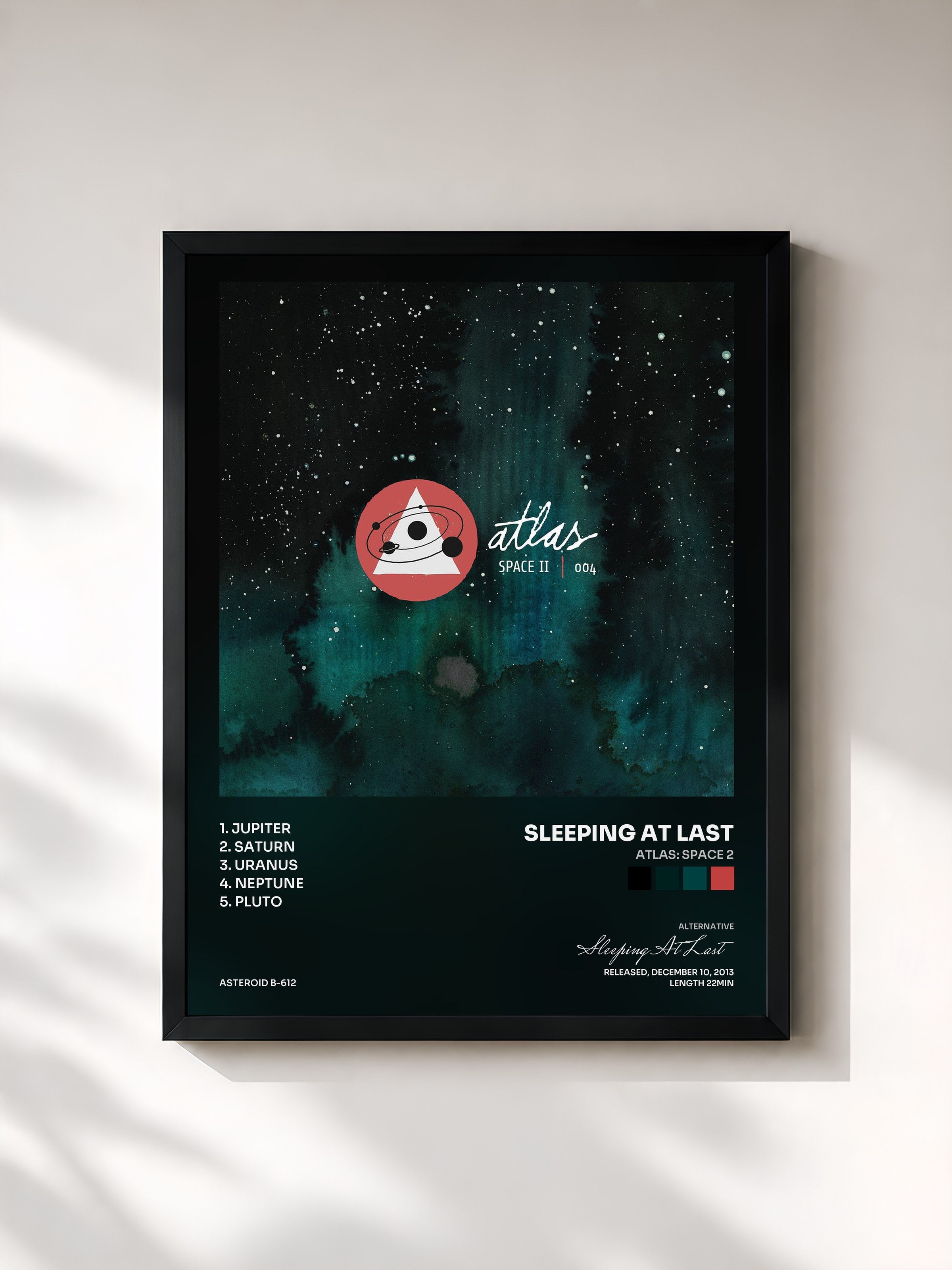 #noir Tableau de l'album Atlas: Space 2 de Sleeping At Last, cadre noir, imprimé et encadré en France