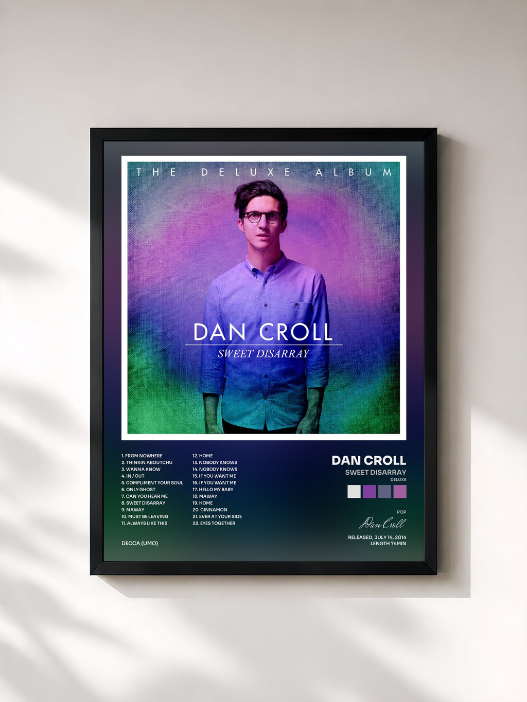 #noir Tableau de l'album Sweet Disarray (Deluxe) de Dan Croll, cadre noir, imprimé et encadré en France