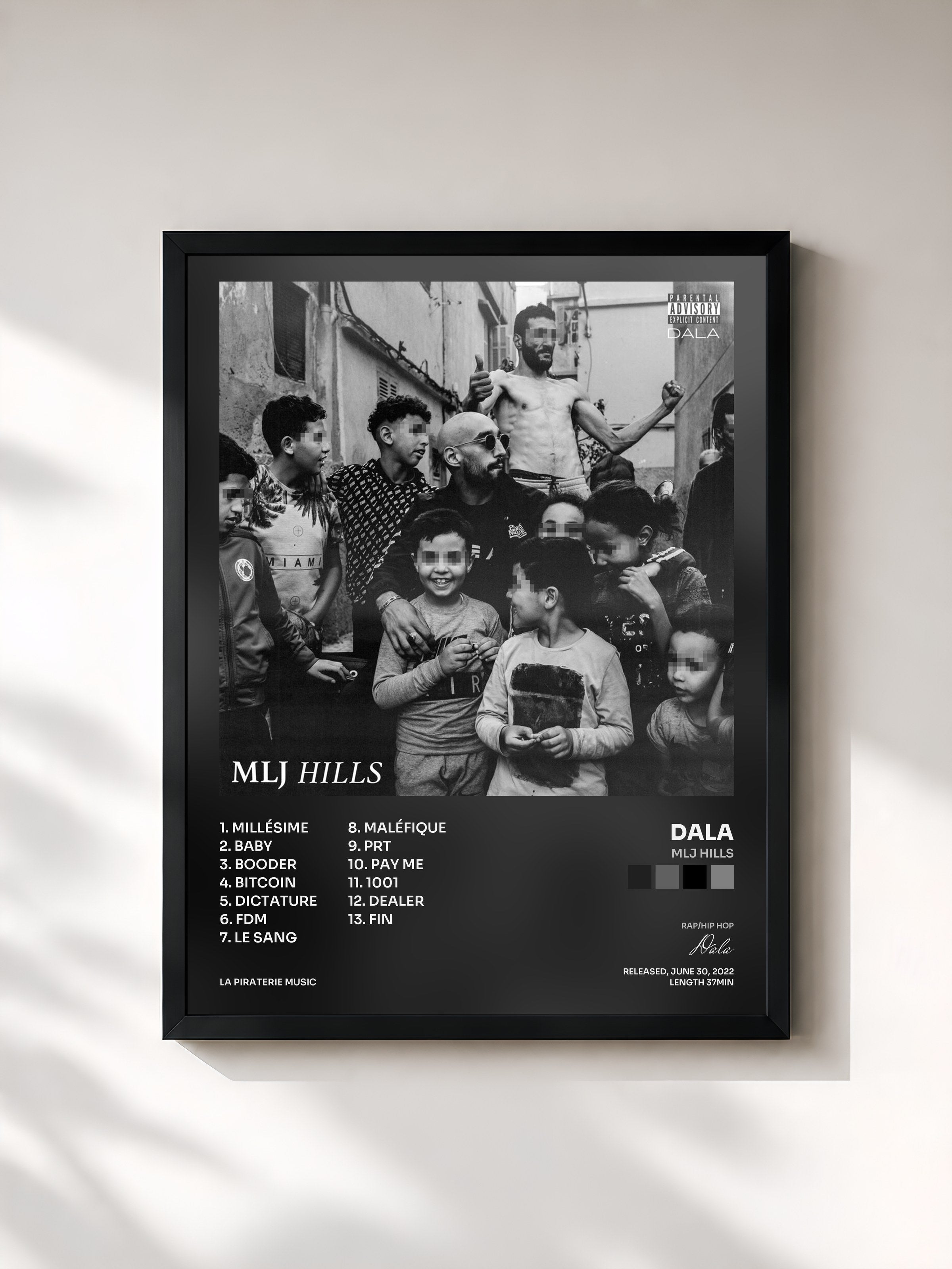 #noir Tableau de l'album MLJ Hills de Dala, cadre noir, imprimé et encadré en France