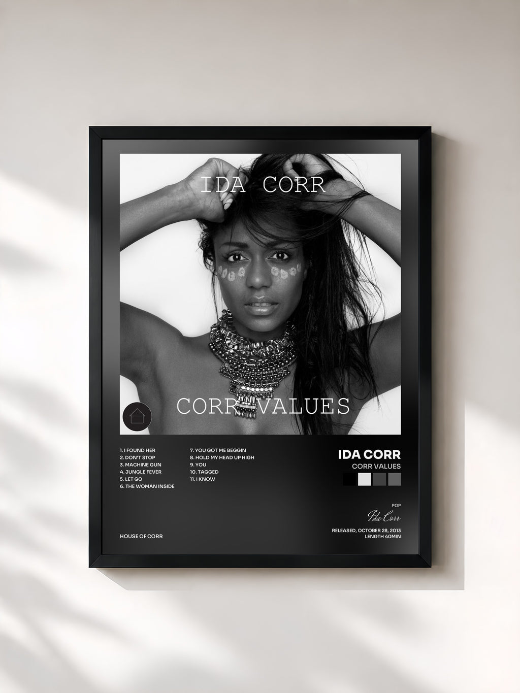 #noir Tableau de l'album Corr Values de Ida Corr, cadre noir, imprimé et encadré en France
