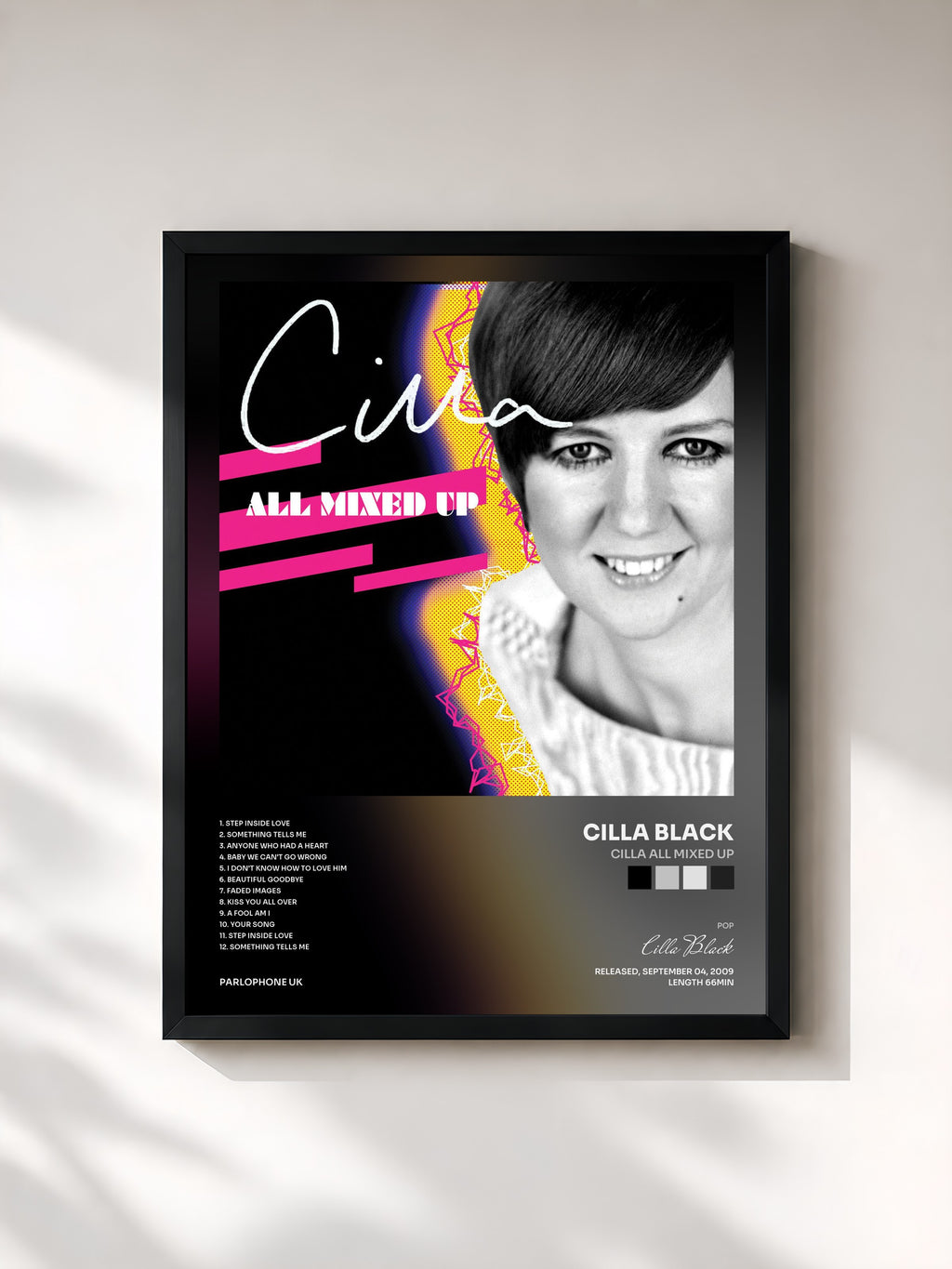 #noir Tableau de l'album Cilla All Mixed Up de Cilla Black, cadre noir, imprimé et encadré en France