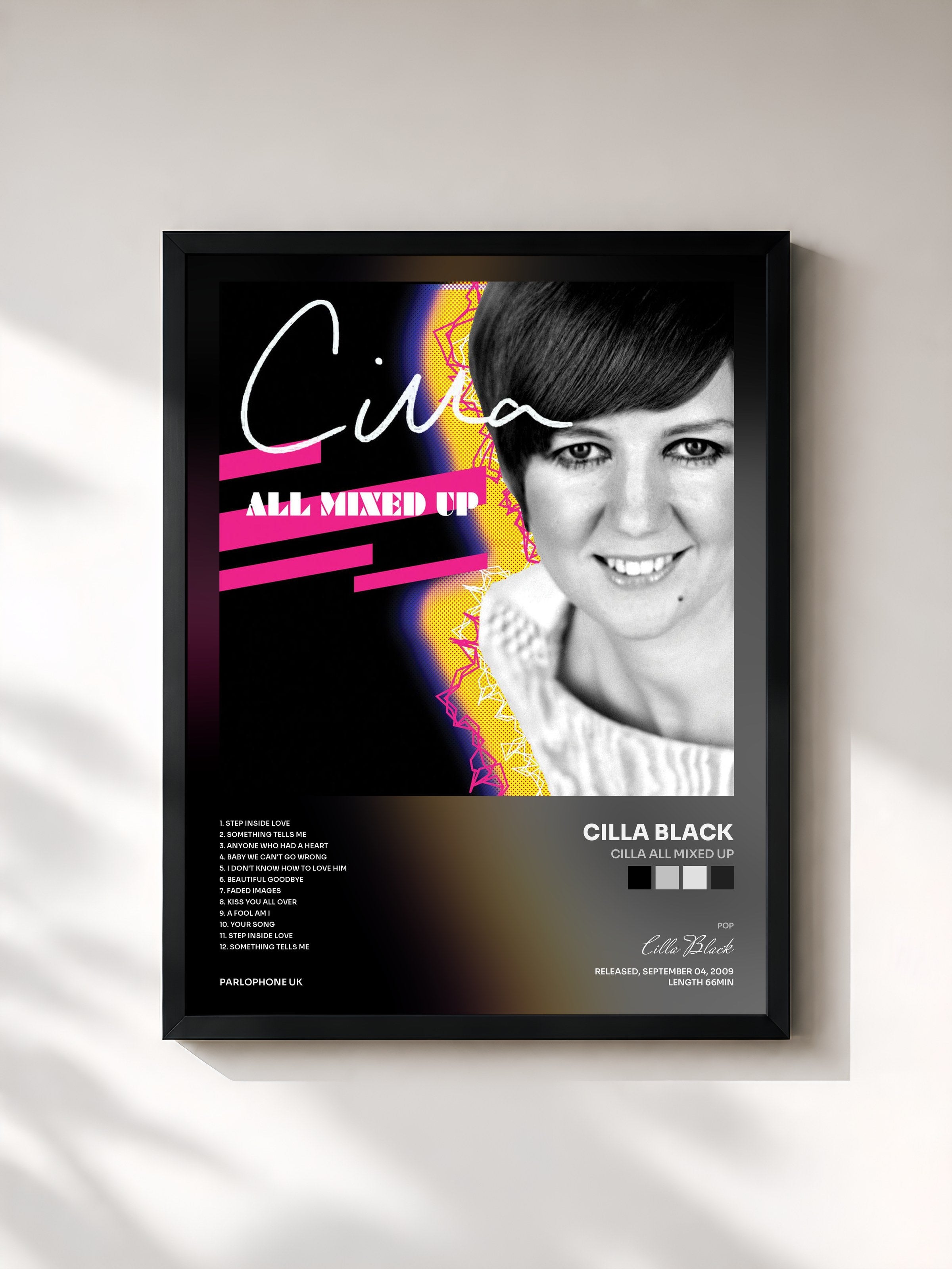 #noir Tableau de l'album Cilla All Mixed Up de Cilla Black, cadre noir, imprimé et encadré en France