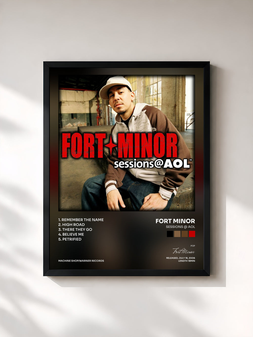 #noir Tableau de l'album Sessions @ AOL de Fort Minor, cadre noir, imprimé et encadré en France