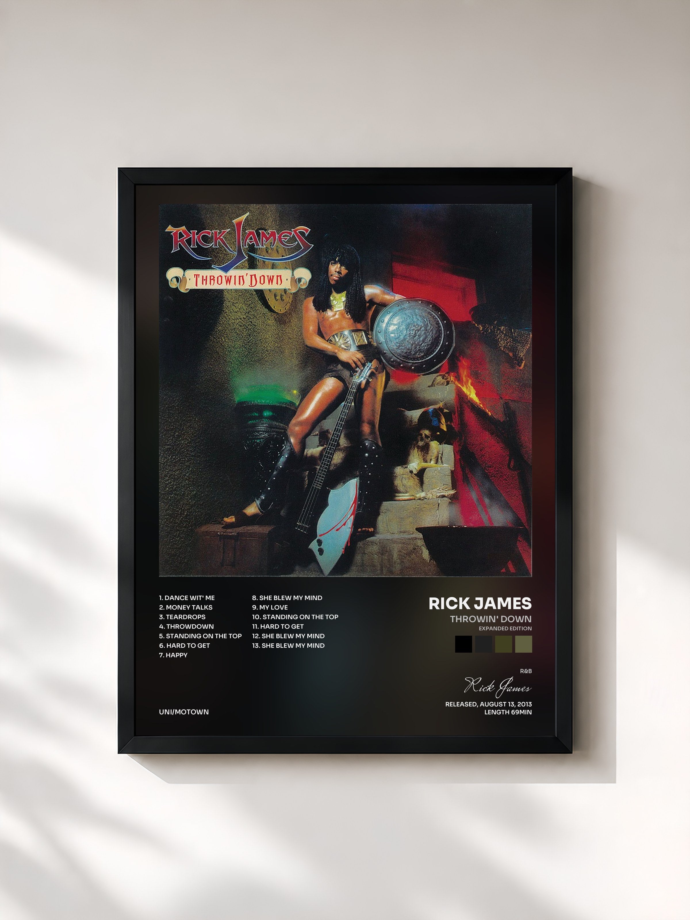 #noir Tableau de l'album Throwin' Down (Expanded Edition) de Rick James, cadre noir, imprimé et encadré en France